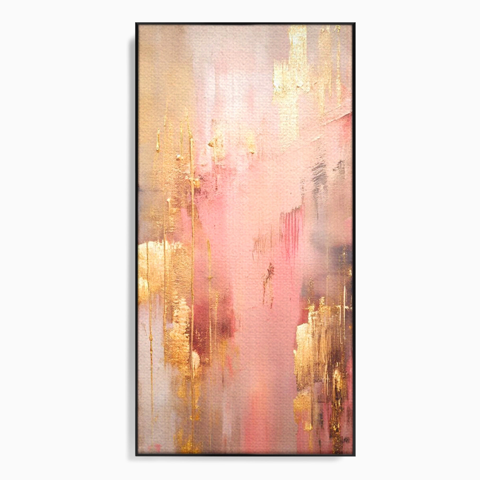 Tablou Canvas Premium LuxCanva® PI1375, Rasarit Roz Auriu, Abstract, Arta Contemporana, Lux, Modern, Culori Vibrante, Living, Dormitor, Salon