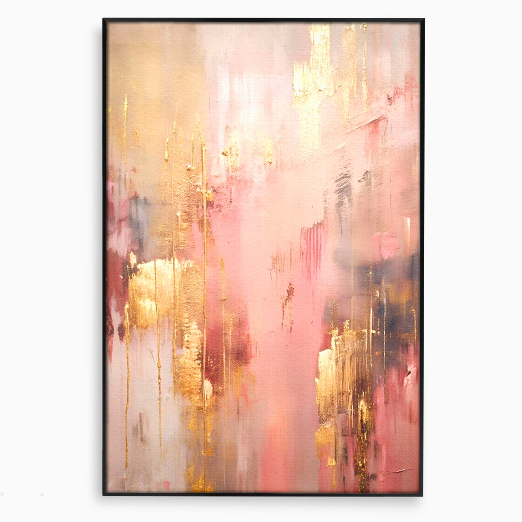 Tablou Canvas Premium LuxCanva® PI1375, Rasarit Roz Auriu, Abstract, Arta Contemporana, Lux, Modern, Culori Vibrante, Living, Dormitor, Salon