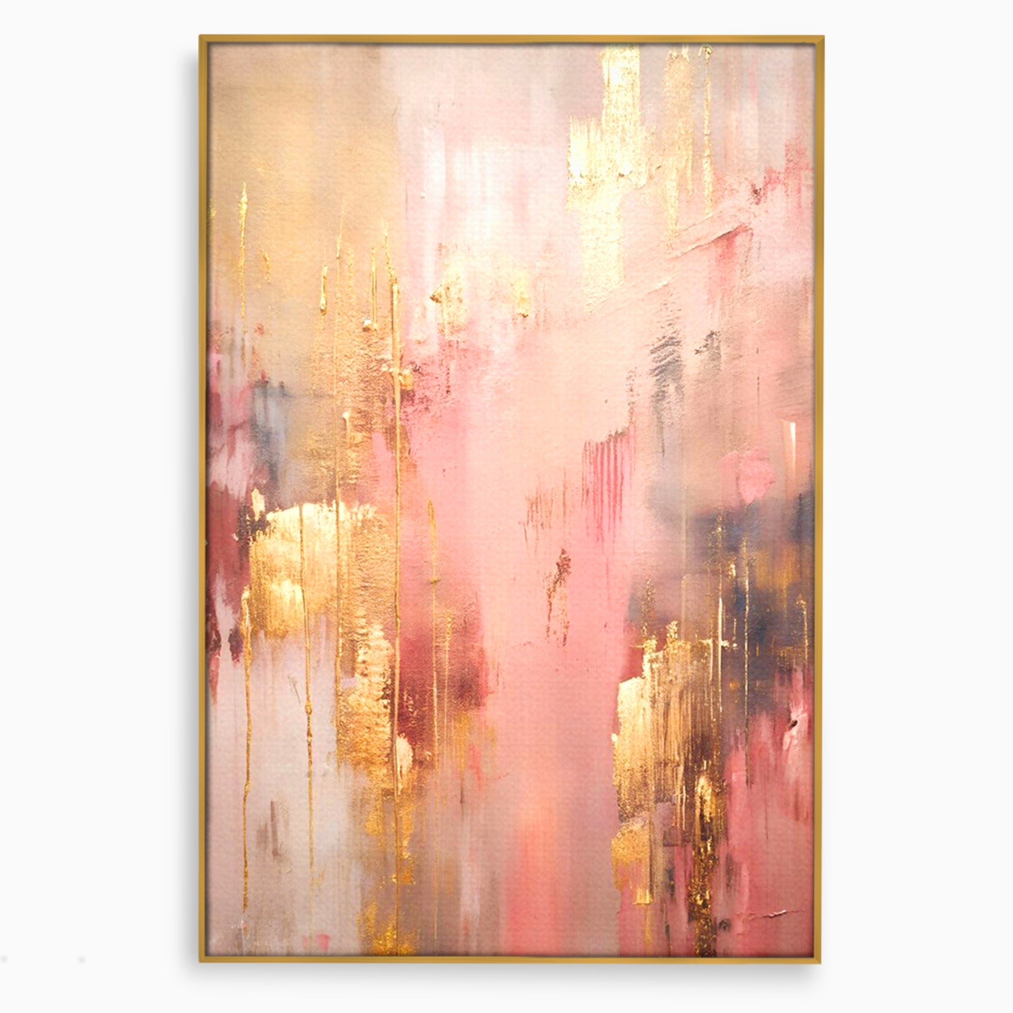 Tablou Canvas Premium LuxCanva® PI1375, Rasarit Roz Auriu, Abstract, Arta Contemporana, Lux, Modern, Culori Vibrante, Living, Dormitor, Salon