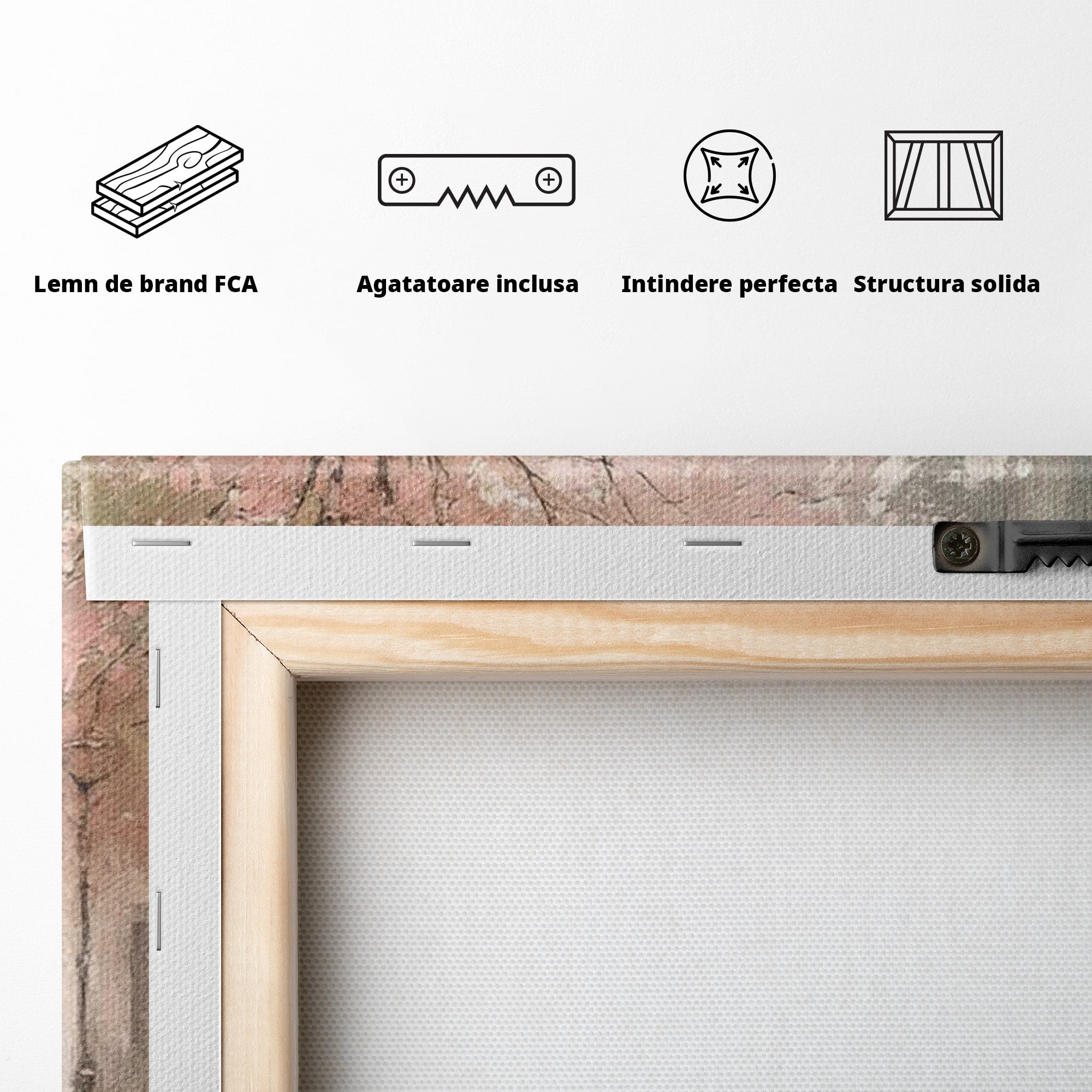 Tablou Canvas Premium LuxCanva® PI1376, Podul Primaverii, Fascinatie, Primavara, Copac Inflorit, Peisaj, Romantic, Culori Vibrante, Living, Dormitor