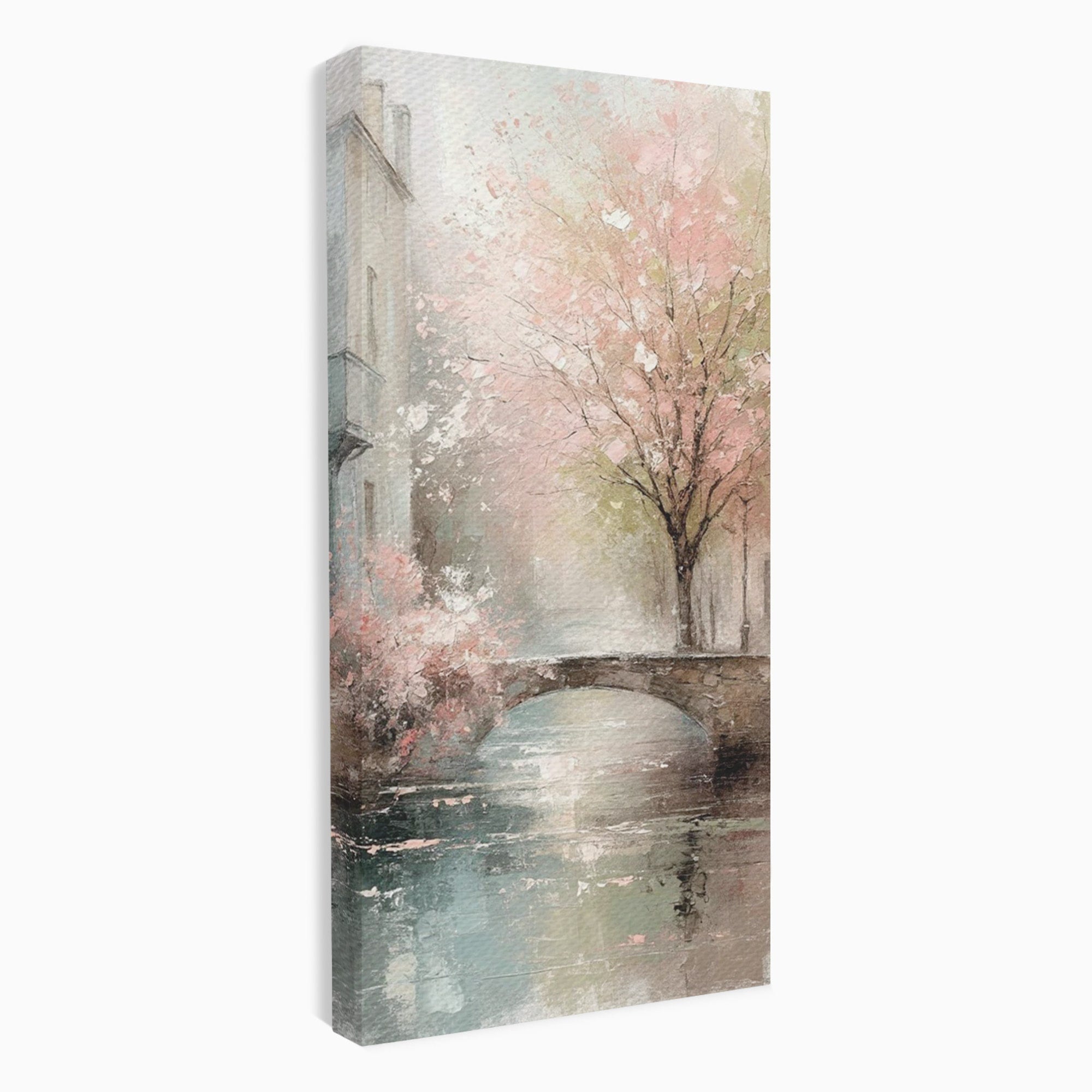 Tablou Canvas Premium LuxCanva® PI1376, Podul Primaverii, Fascinatie, Primavara, Copac Inflorit, Peisaj, Romantic, Culori Vibrante, Living, Dormitor