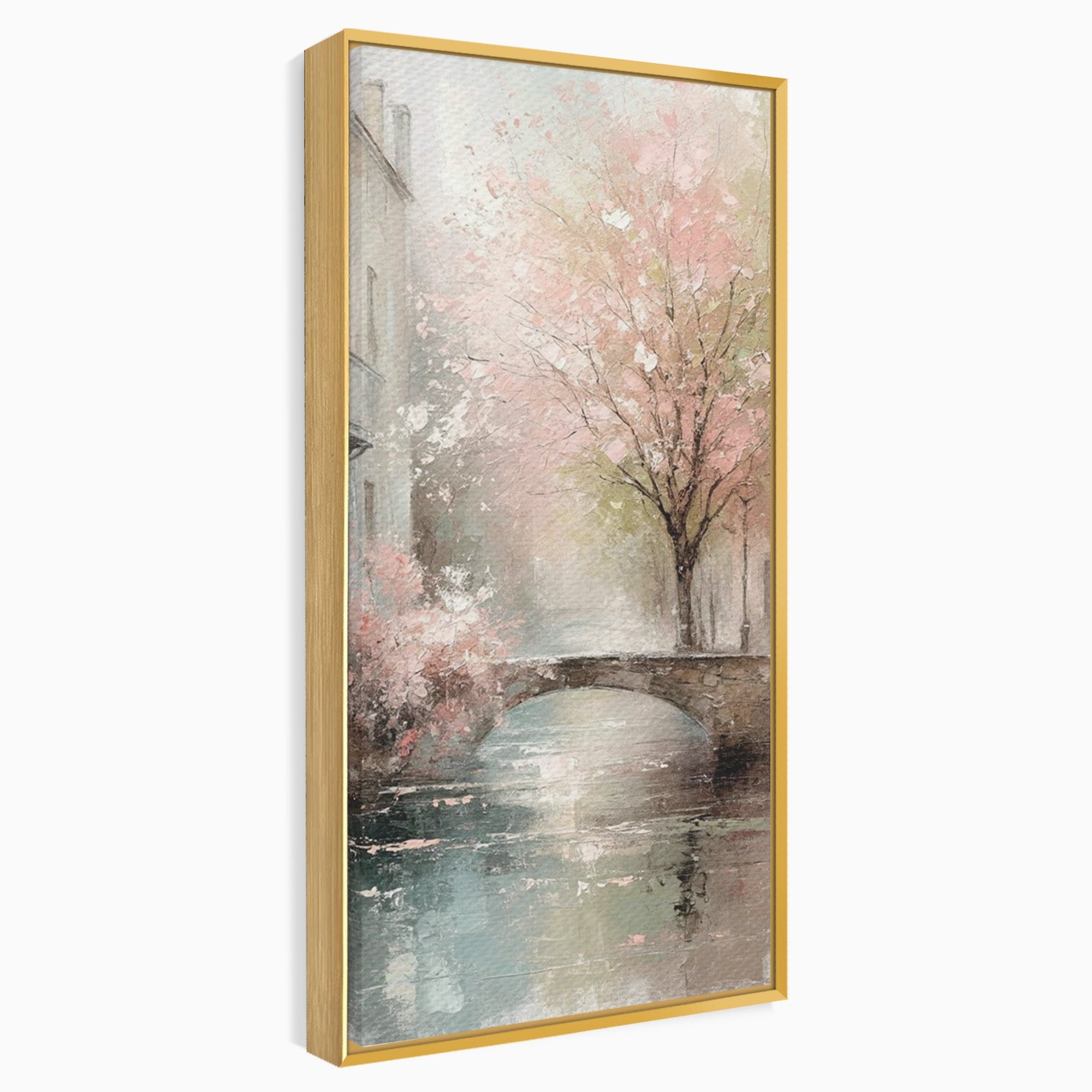 Tablou Canvas Premium LuxCanva® PI1376, Podul Primaverii, Fascinatie, Primavara, Copac Inflorit, Peisaj, Romantic, Culori Vibrante, Living, Dormitor