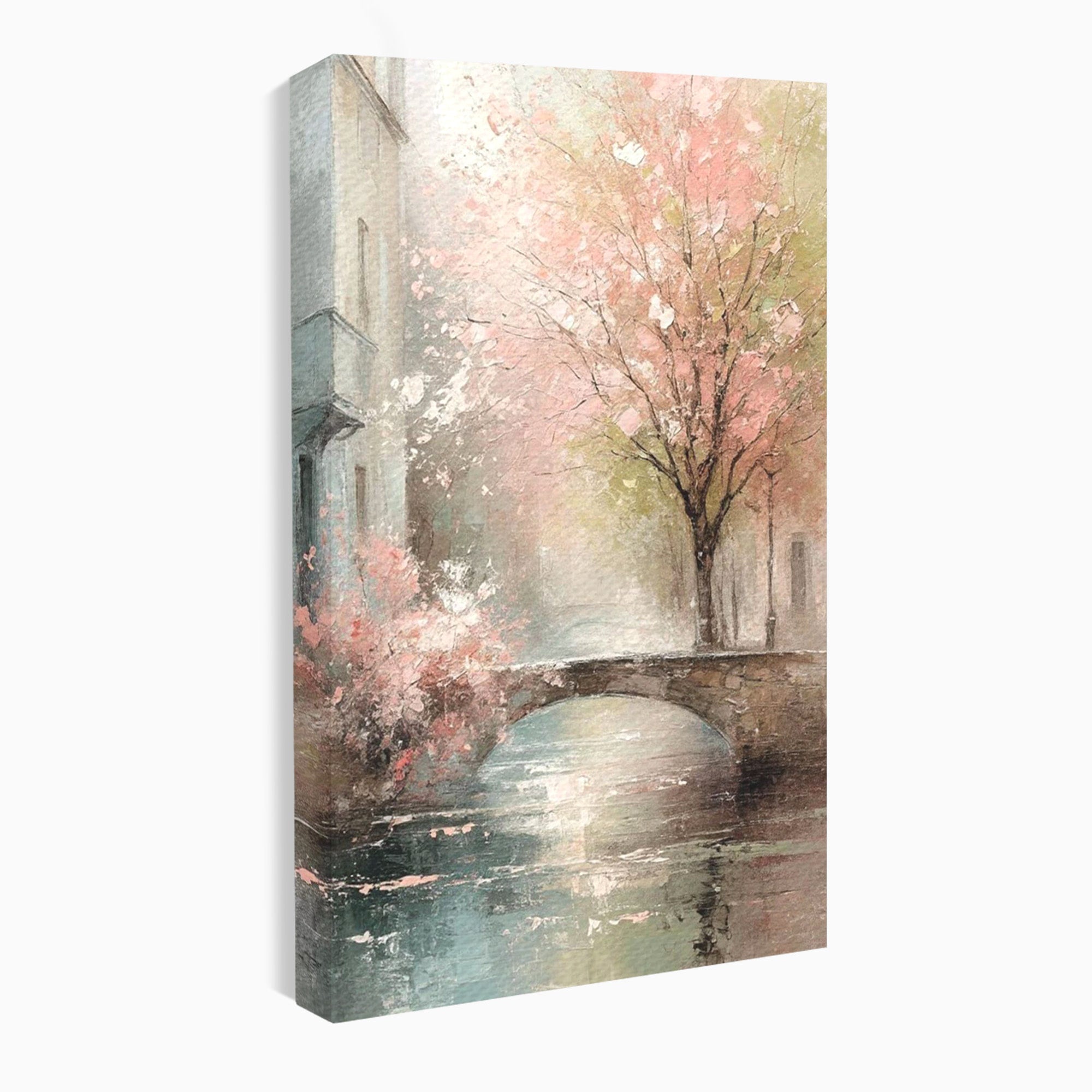 Tablou Canvas Premium LuxCanva® PI1376, Podul Primaverii, Fascinatie, Primavara, Copac Inflorit, Peisaj, Romantic, Culori Vibrante, Living, Dormitor