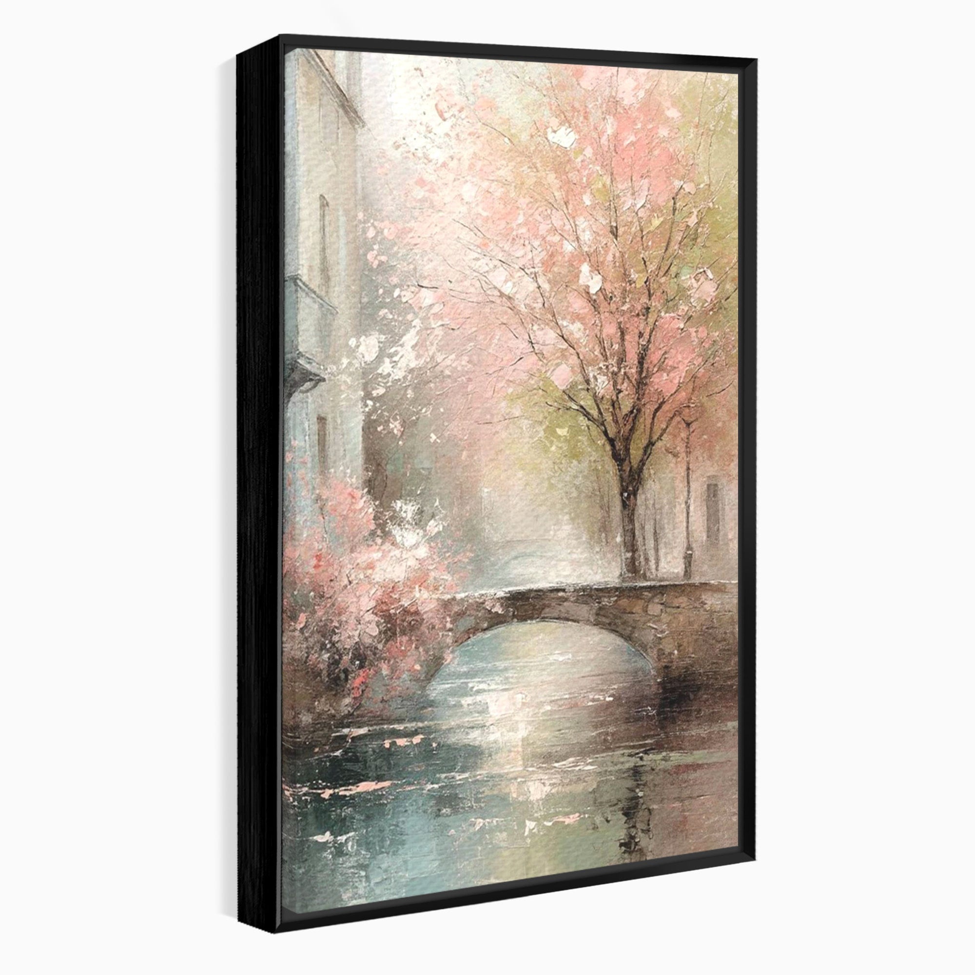 Tablou Canvas Premium LuxCanva® PI1376, Podul Primaverii, Fascinatie, Primavara, Copac Inflorit, Peisaj, Romantic, Culori Vibrante, Living, Dormitor