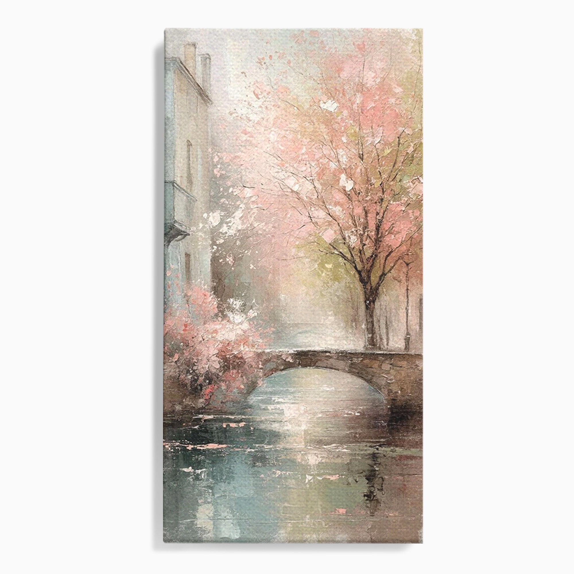 Tablou Canvas Premium LuxCanva® PI1376, Podul Primaverii, Fascinatie, Primavara, Copac Inflorit, Peisaj, Romantic, Culori Vibrante, Living, Dormitor