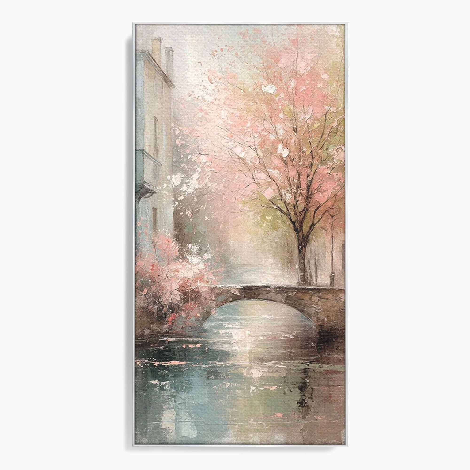 Tablou Canvas Premium LuxCanva® PI1376, Podul Primaverii, Fascinatie, Primavara, Copac Inflorit, Peisaj, Romantic, Culori Vibrante, Living, Dormitor