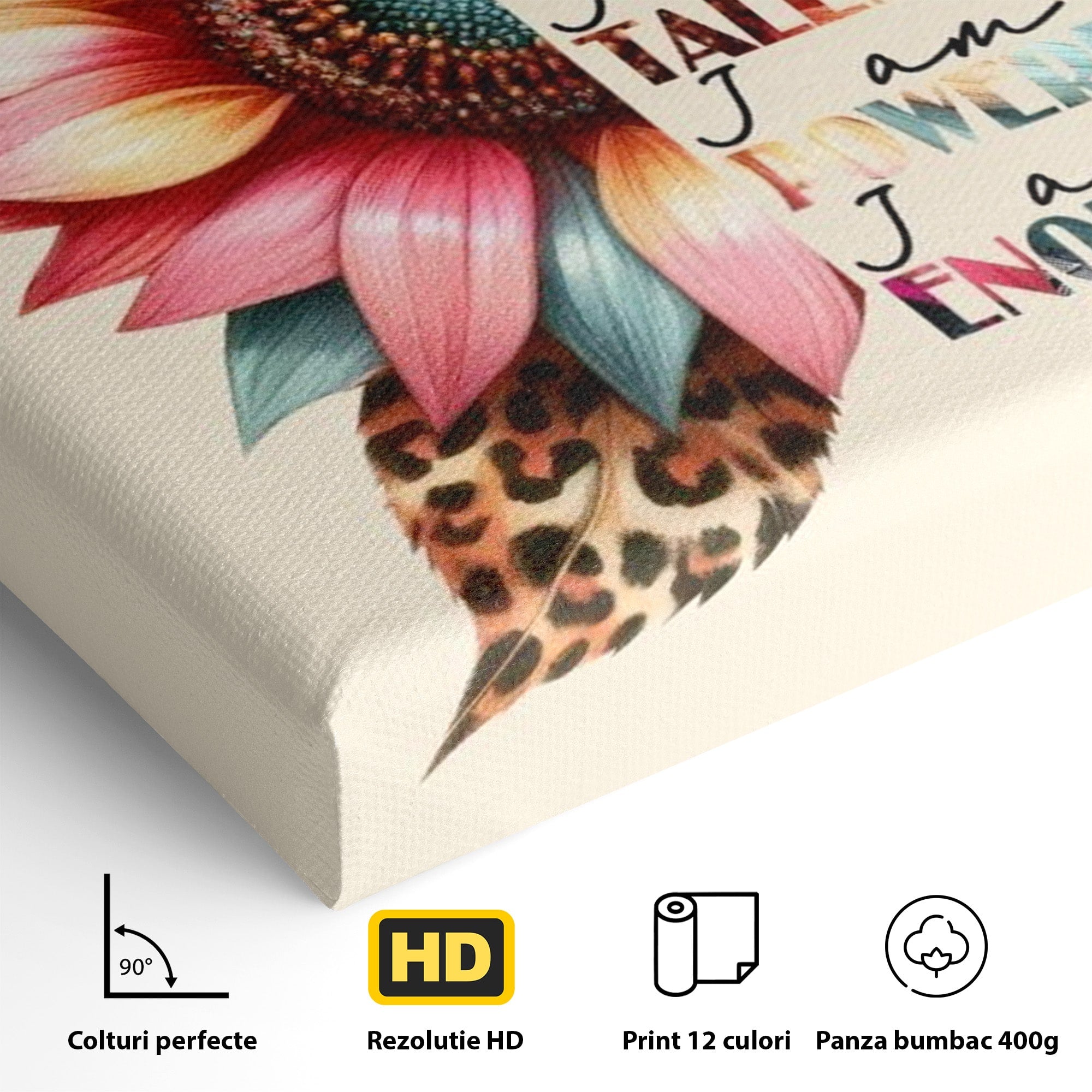 Tablou Canvas Premium LuxCanva® PI1377, Floarea Increderii in Sine, Floare, Motivational, Text, Culori Vibrante, Living, Dormitor, Salon
