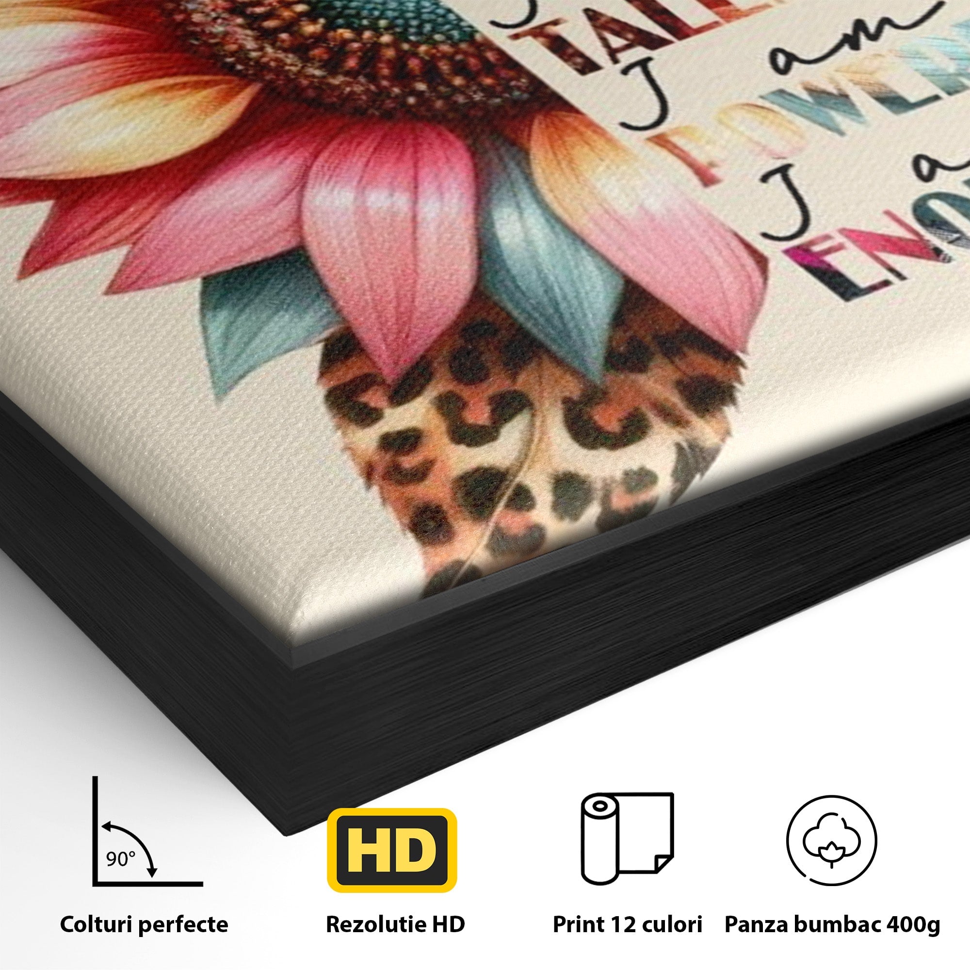 Tablou Canvas Premium LuxCanva® PI1377, Floarea Increderii in Sine, Floare, Motivational, Text, Culori Vibrante, Living, Dormitor, Salon