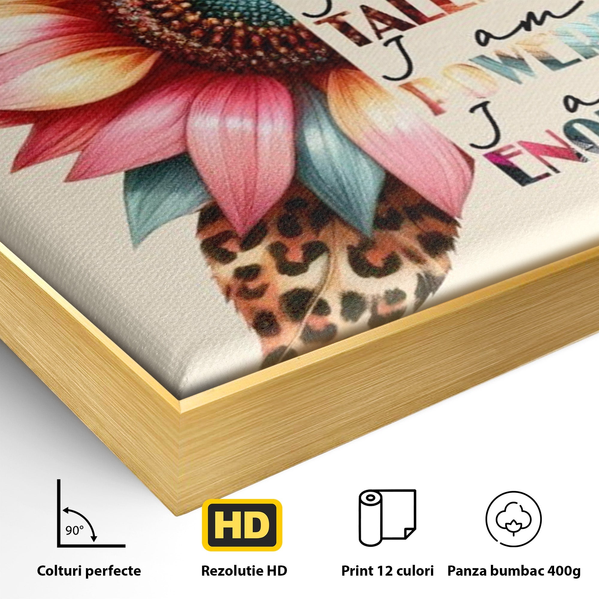 Tablou Canvas Premium LuxCanva® PI1377, Floarea Increderii in Sine, Floare, Motivational, Text, Culori Vibrante, Living, Dormitor, Salon