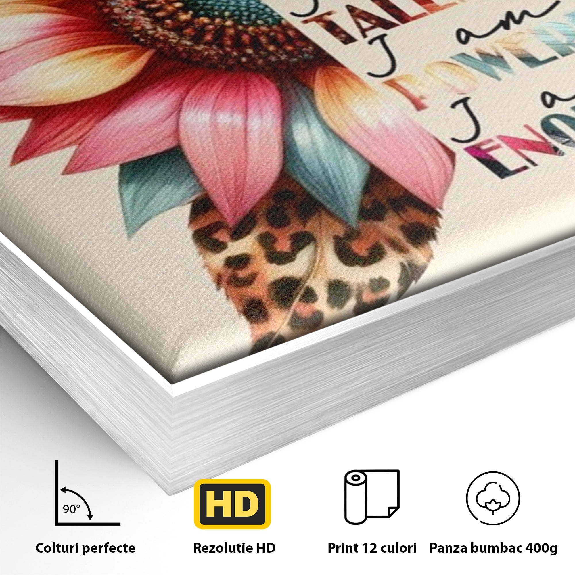Tablou Canvas Premium LuxCanva® PI1377, Floarea Increderii in Sine, Floare, Motivational, Text, Culori Vibrante, Living, Dormitor, Salon