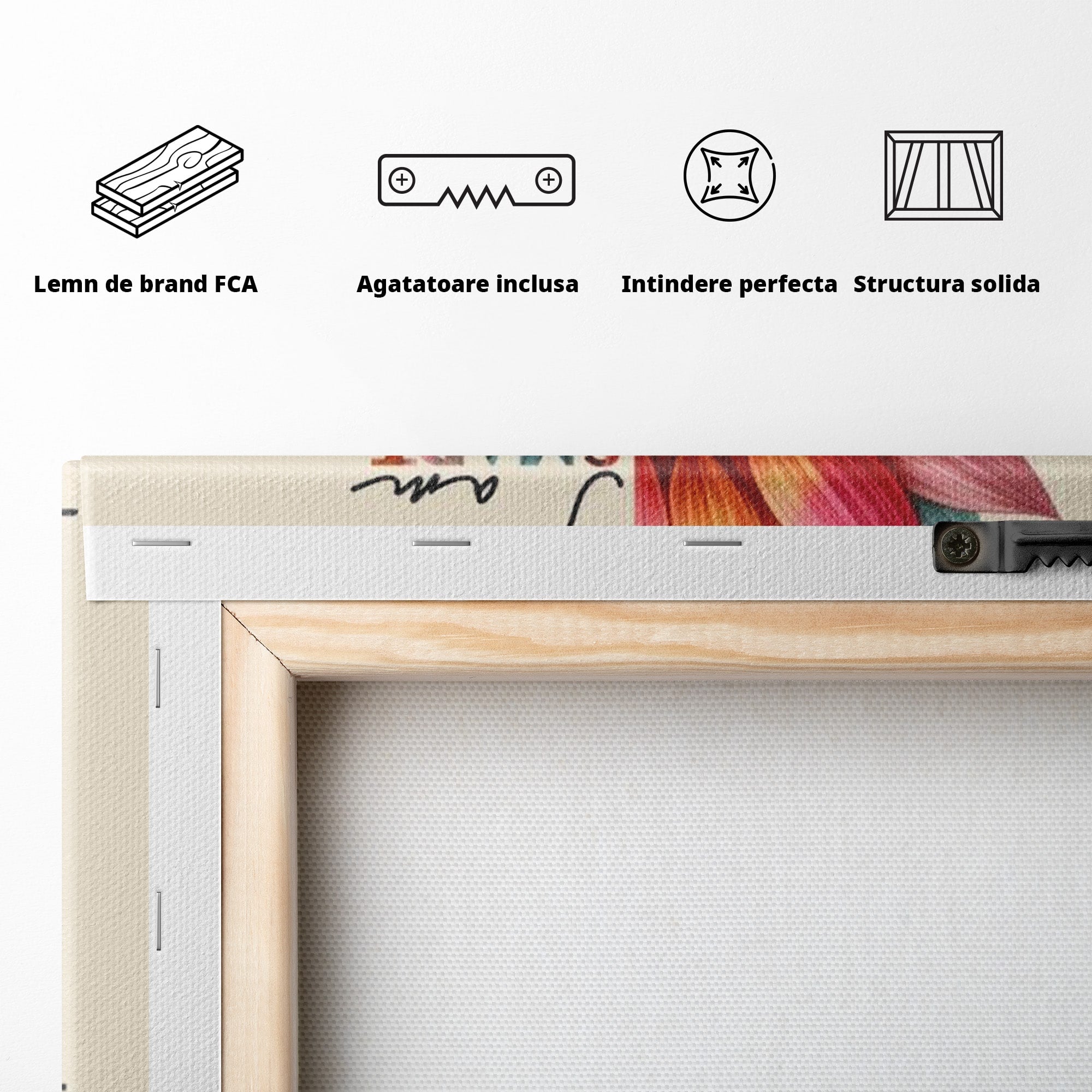 Tablou Canvas Premium LuxCanva® PI1377, Floarea Increderii in Sine, Floare, Motivational, Text, Culori Vibrante, Living, Dormitor, Salon