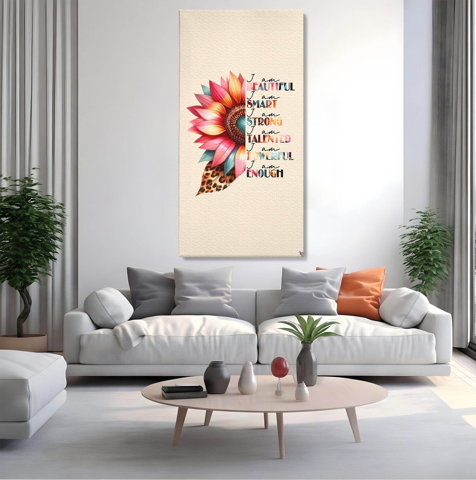 Tablou Canvas Premium LuxCanva® PI1377, Floarea Increderii in Sine, Floare, Motivational, Text, Culori Vibrante, Living, Dormitor, Salon