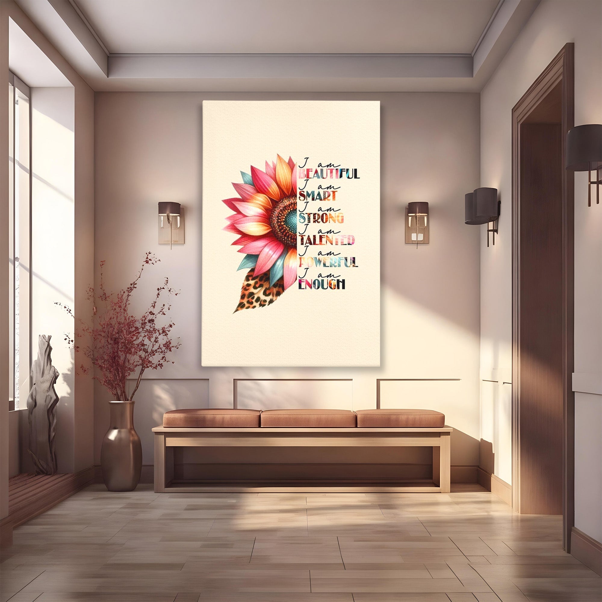 Tablou Canvas Premium LuxCanva® PI1377, Floarea Increderii in Sine, Floare, Motivational, Text, Culori Vibrante, Living, Dormitor, Salon