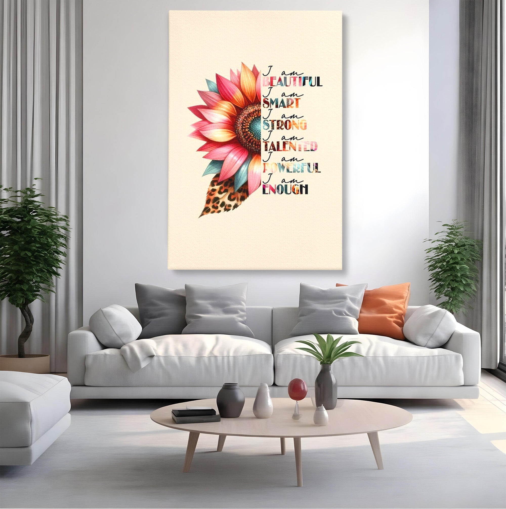 Tablou Canvas Premium LuxCanva® PI1377, Floarea Increderii in Sine, Floare, Motivational, Text, Culori Vibrante, Living, Dormitor, Salon