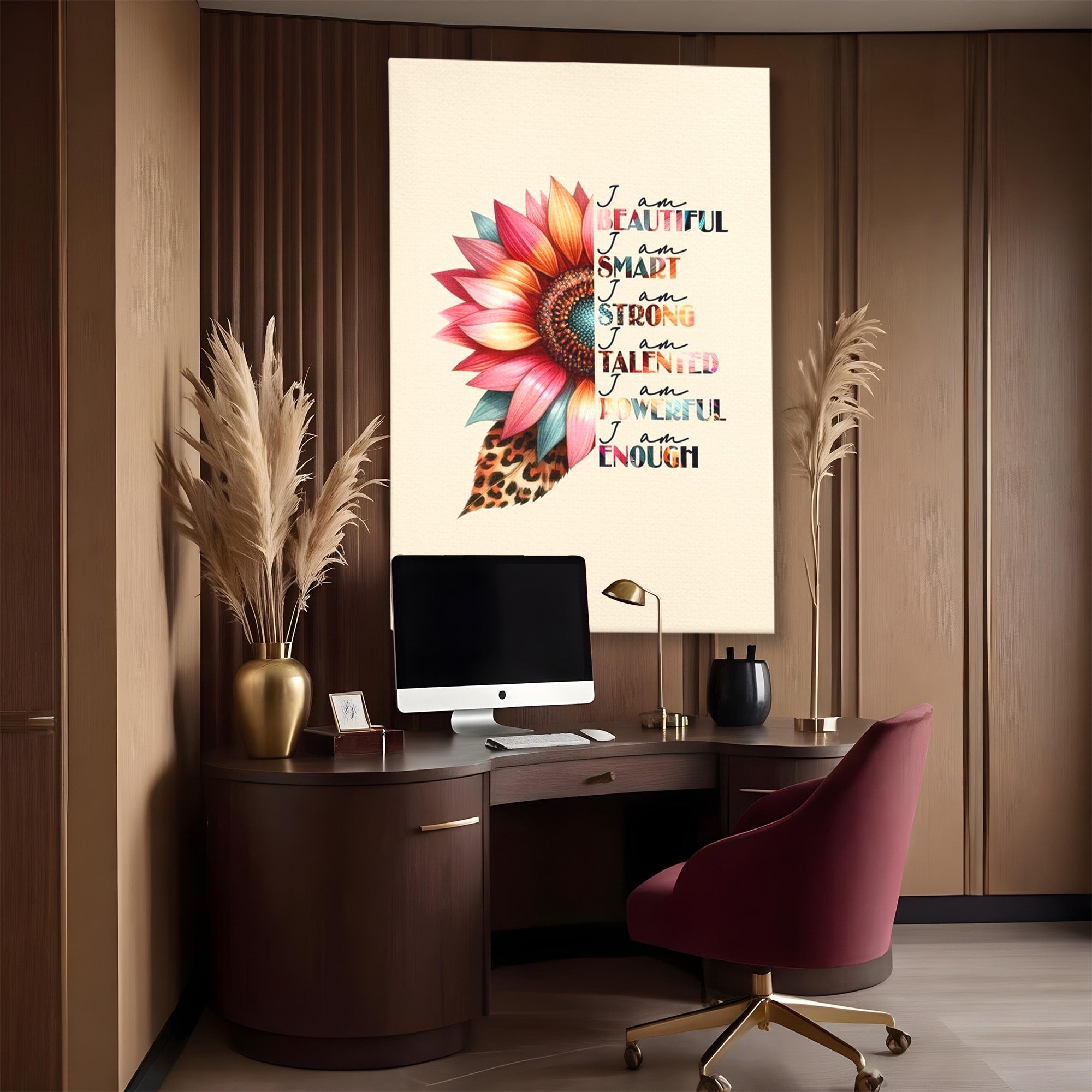 Tablou Canvas Premium LuxCanva® PI1377, Floarea Increderii in Sine, Floare, Motivational, Text, Culori Vibrante, Living, Dormitor, Salon