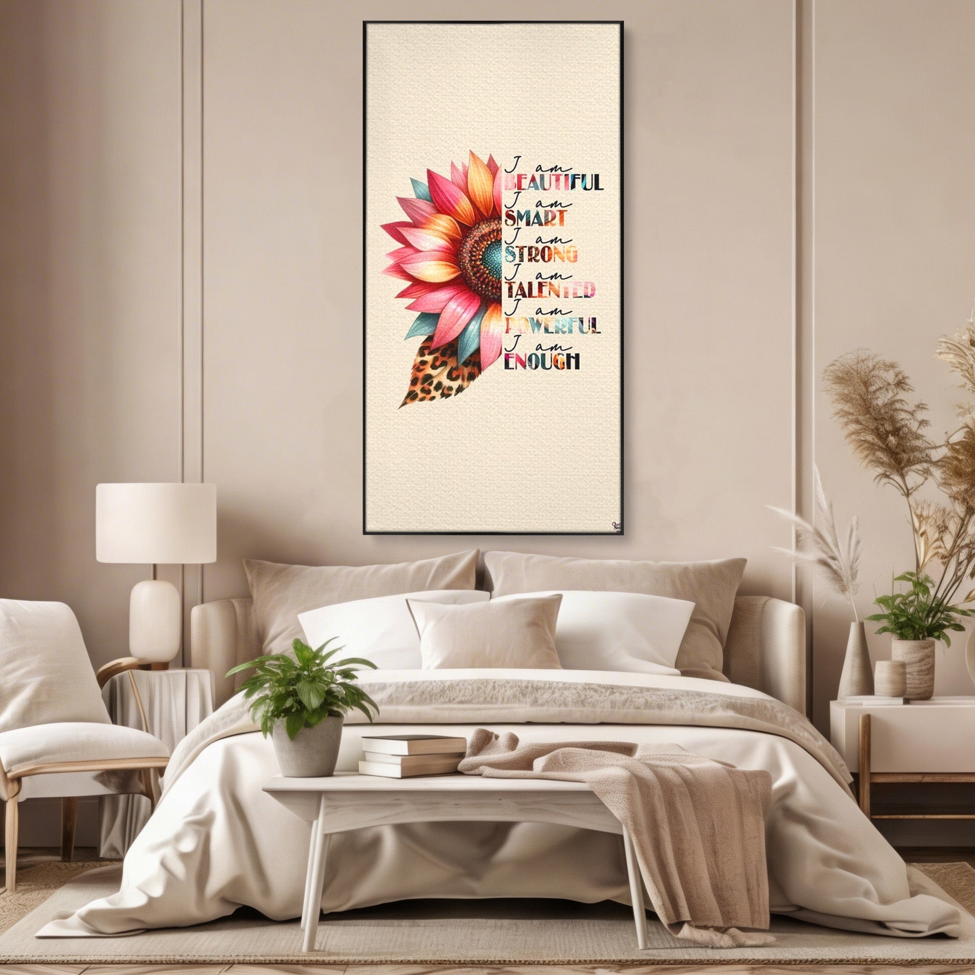 Tablou Canvas Premium LuxCanva® PI1377, Floarea Increderii in Sine, Floare, Motivational, Text, Culori Vibrante, Living, Dormitor, Salon
