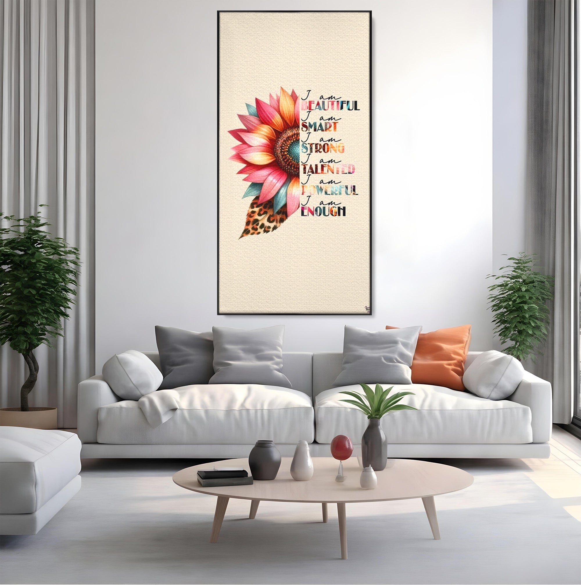 Tablou Canvas Premium LuxCanva® PI1377, Floarea Increderii in Sine, Floare, Motivational, Text, Culori Vibrante, Living, Dormitor, Salon