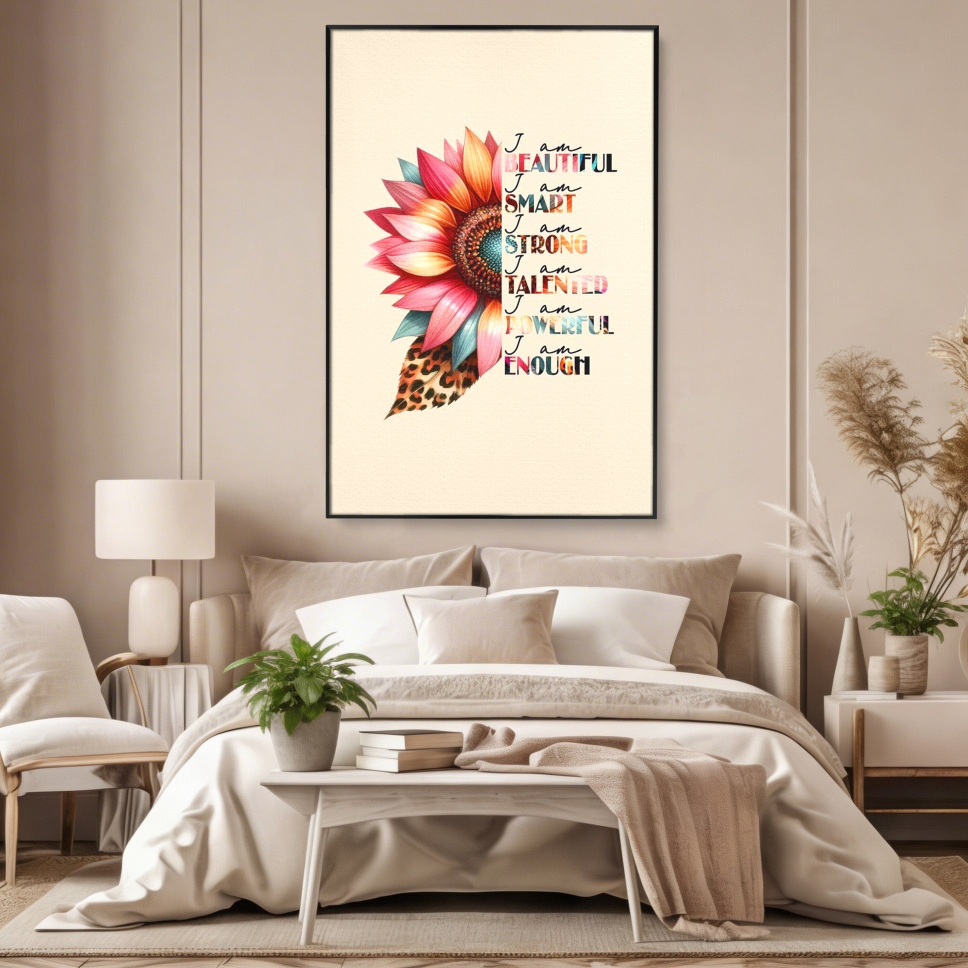 Tablou Canvas Premium LuxCanva® PI1377, Floarea Increderii in Sine, Floare, Motivational, Text, Culori Vibrante, Living, Dormitor, Salon