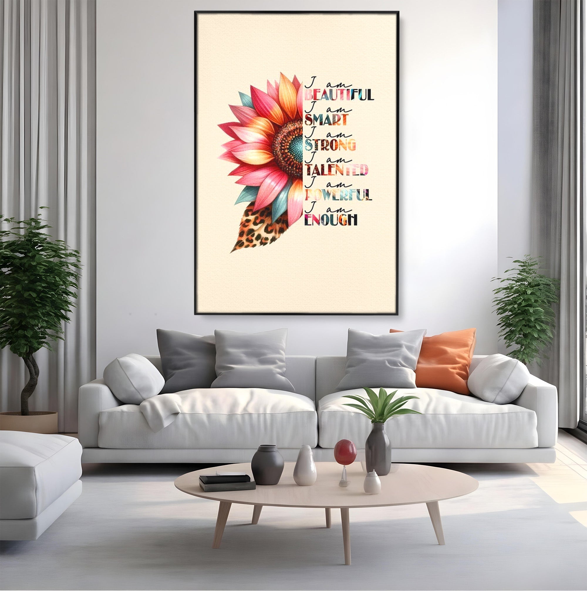 Tablou Canvas Premium LuxCanva® PI1377, Floarea Increderii in Sine, Floare, Motivational, Text, Culori Vibrante, Living, Dormitor, Salon