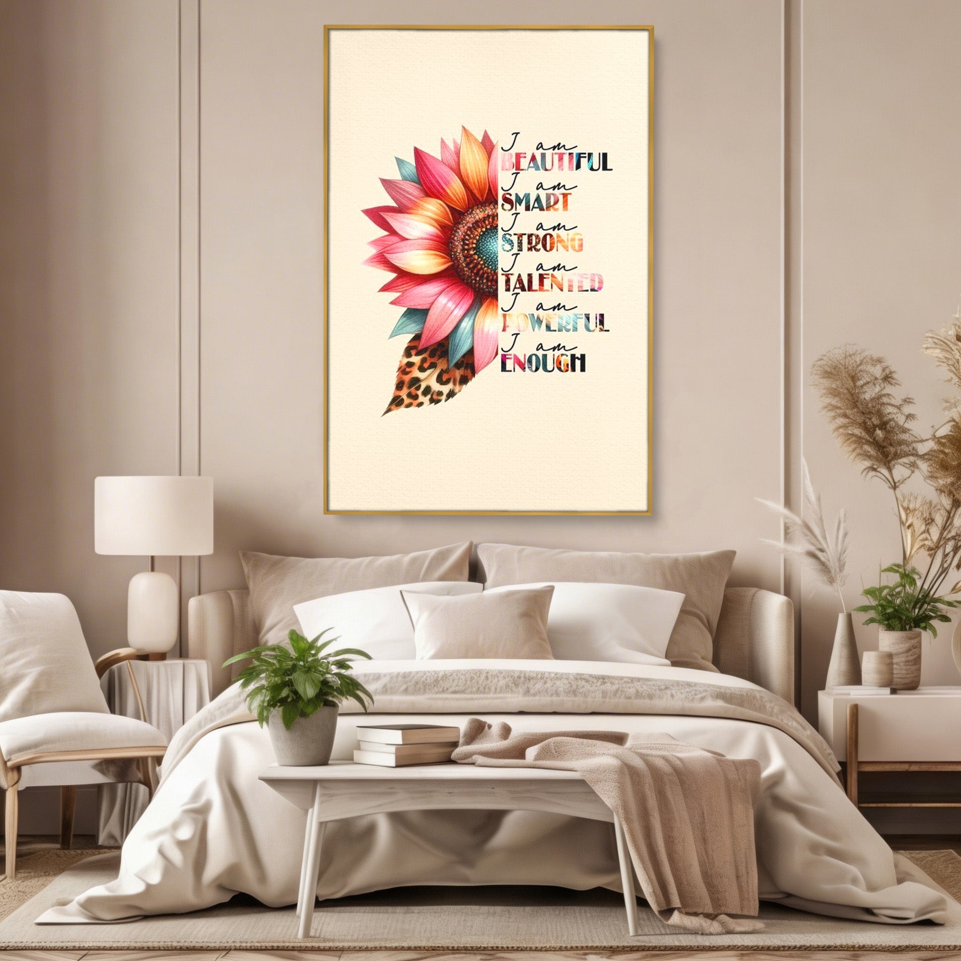 Tablou Canvas Premium LuxCanva® PI1377, Floarea Increderii in Sine, Floare, Motivational, Text, Culori Vibrante, Living, Dormitor, Salon