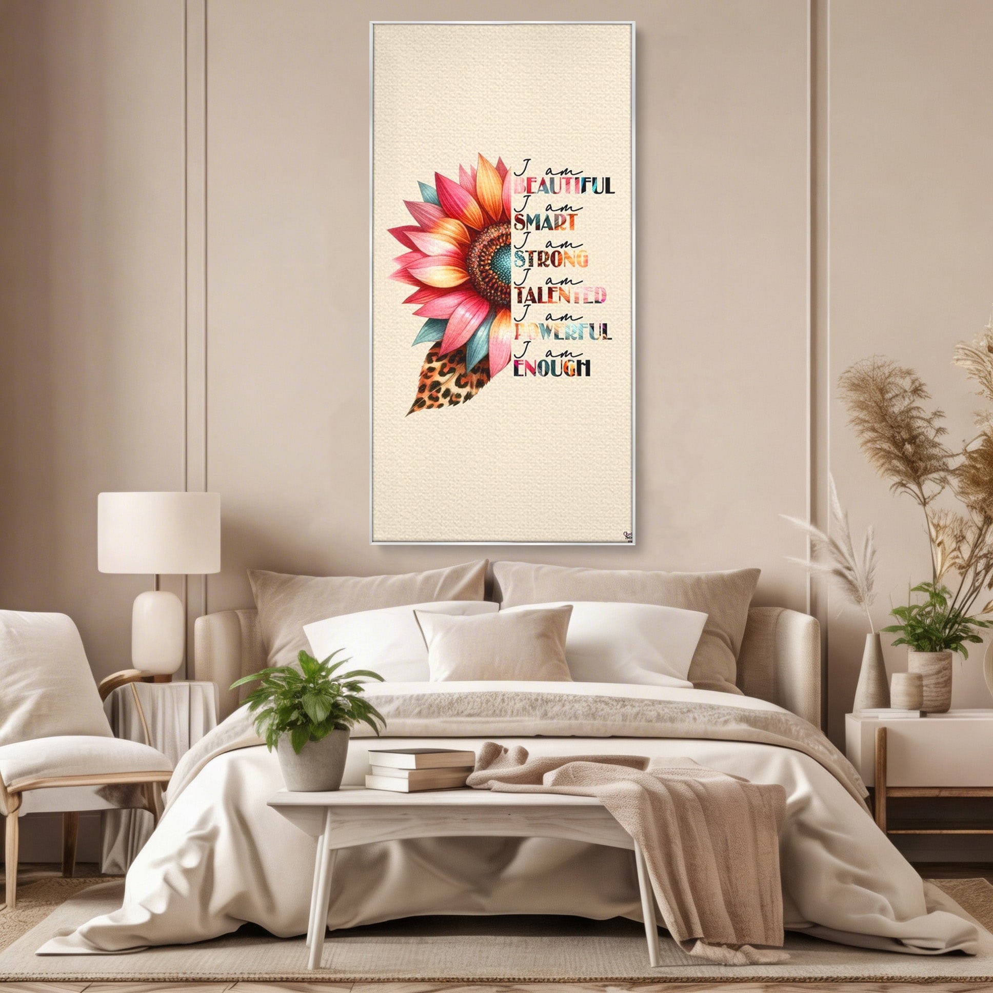 Tablou Canvas Premium LuxCanva® PI1377, Floarea Increderii in Sine, Floare, Motivational, Text, Culori Vibrante, Living, Dormitor, Salon