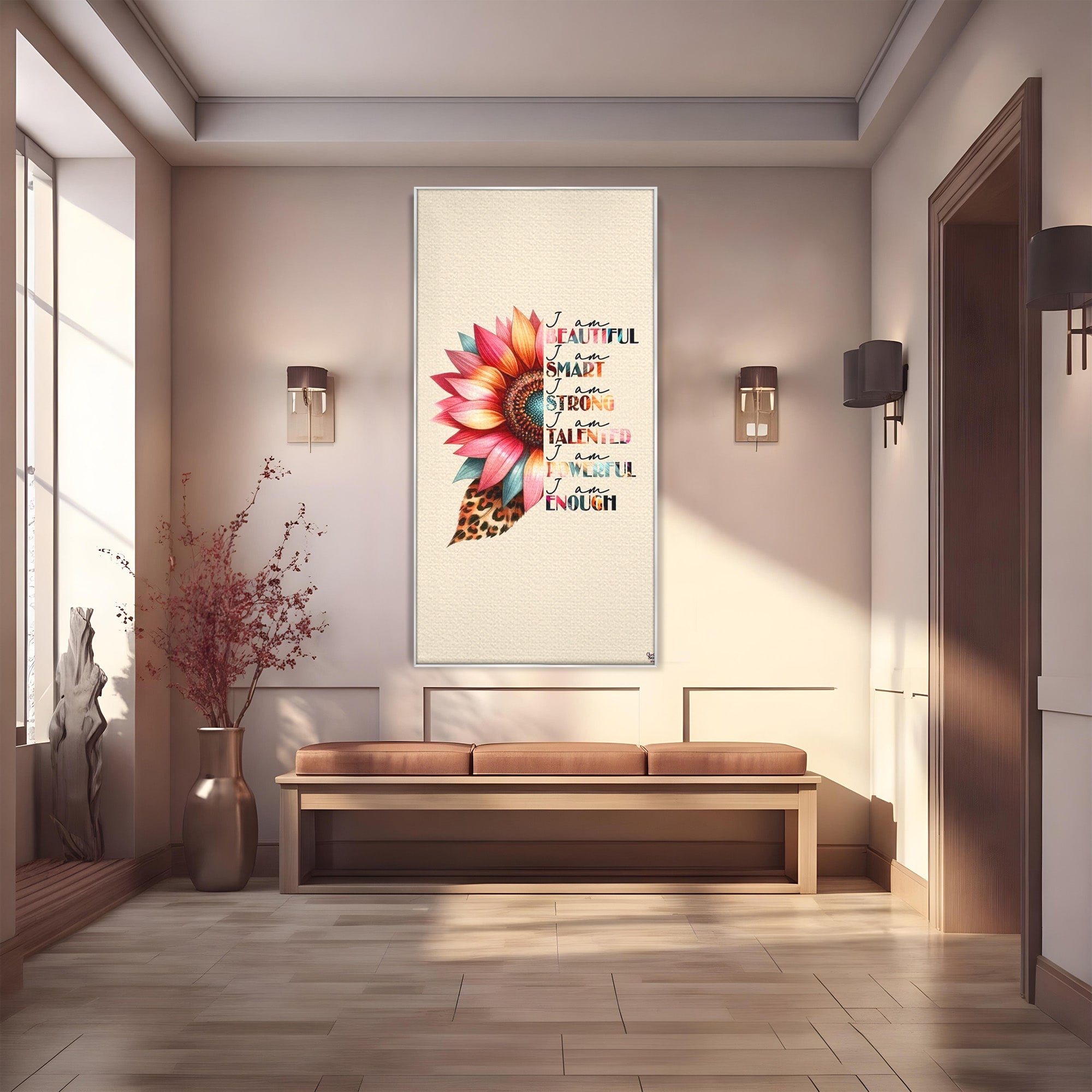 Tablou Canvas Premium LuxCanva® PI1377, Floarea Increderii in Sine, Floare, Motivational, Text, Culori Vibrante, Living, Dormitor, Salon