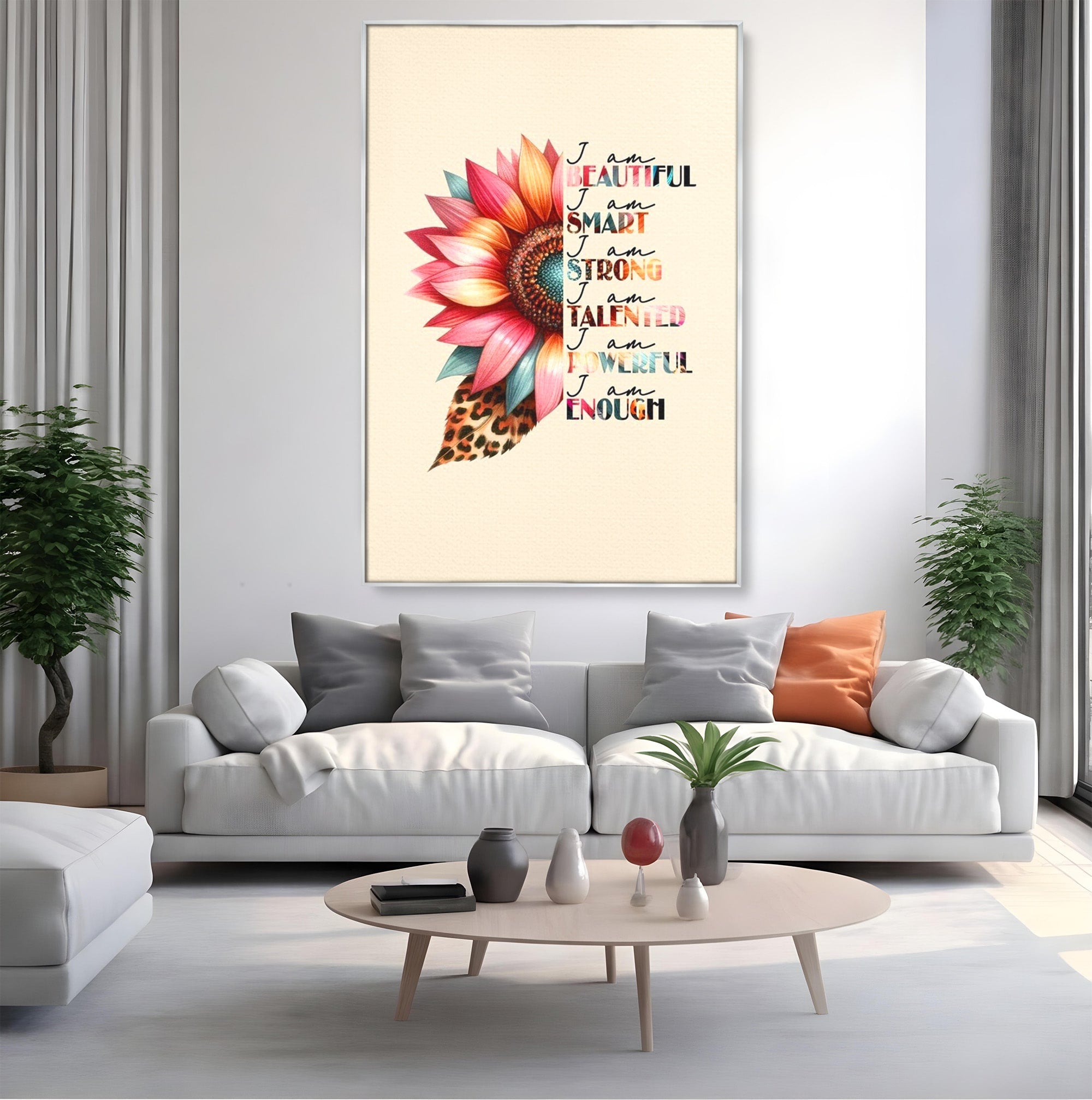 Tablou Canvas Premium LuxCanva® PI1377, Floarea Increderii in Sine, Floare, Motivational, Text, Culori Vibrante, Living, Dormitor, Salon