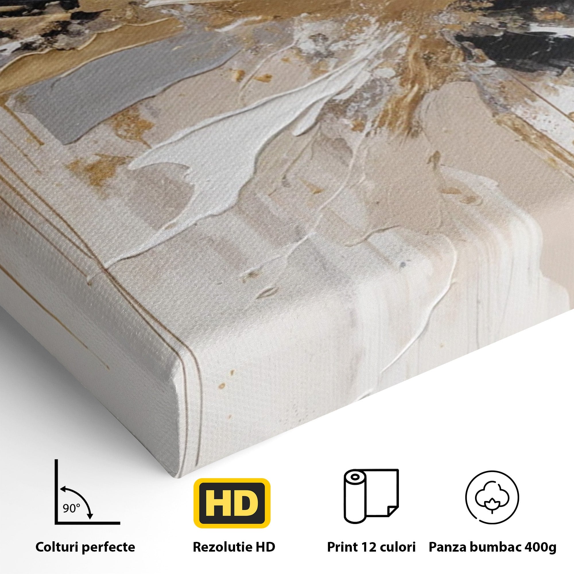 Tablou Canvas Premium LuxCanva® PI1378, Explozie Aurie Abstracta, Gri, Modern, Auriu, Culori Vibrante, Living, Dormitor, Salon