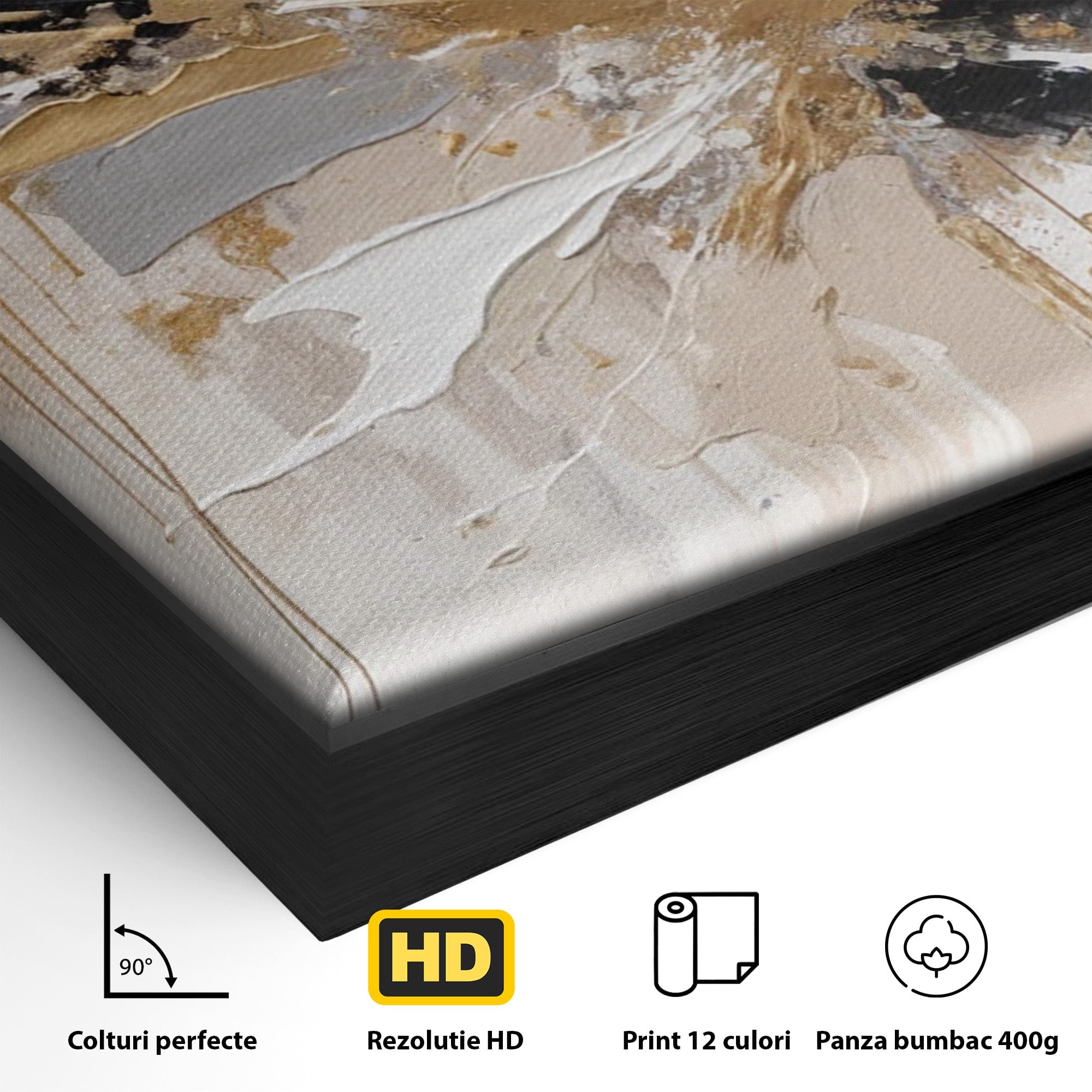 Tablou Canvas Premium LuxCanva® PI1378, Explozie Aurie Abstracta, Gri, Modern, Auriu, Culori Vibrante, Living, Dormitor, Salon