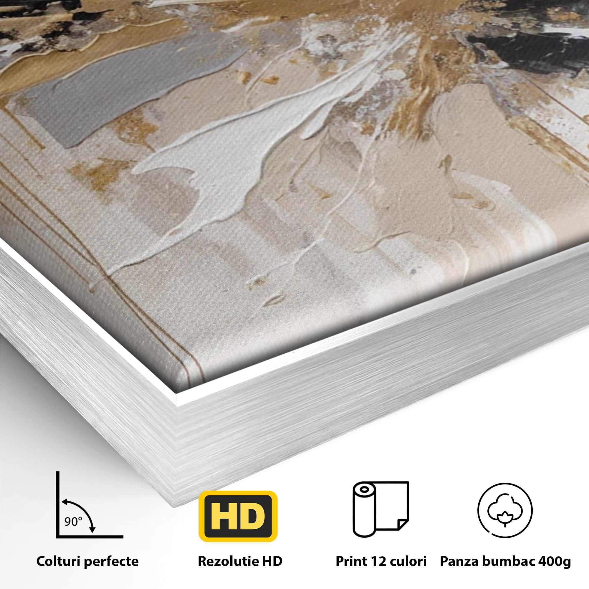 Tablou Canvas Premium LuxCanva® PI1378, Explozie Aurie Abstracta, Gri, Modern, Auriu, Culori Vibrante, Living, Dormitor, Salon