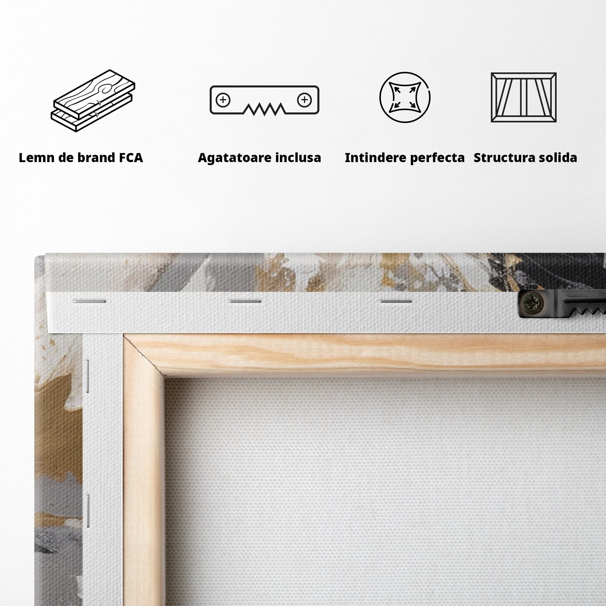 Tablou Canvas Premium LuxCanva® PI1378, Explozie Aurie Abstracta, Gri, Modern, Auriu, Culori Vibrante, Living, Dormitor, Salon
