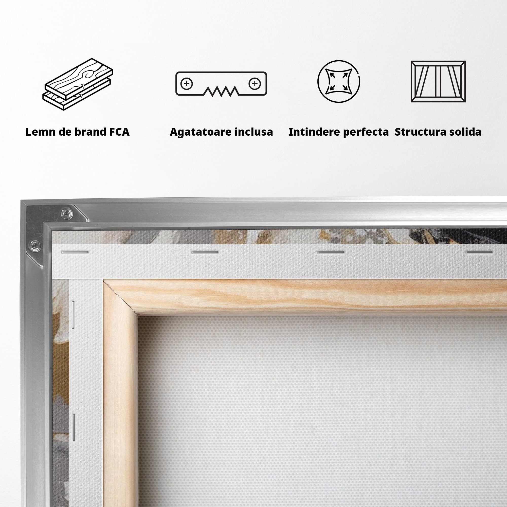 Tablou Canvas Premium LuxCanva® PI1378, Explozie Aurie Abstracta, Gri, Modern, Auriu, Culori Vibrante, Living, Dormitor, Salon