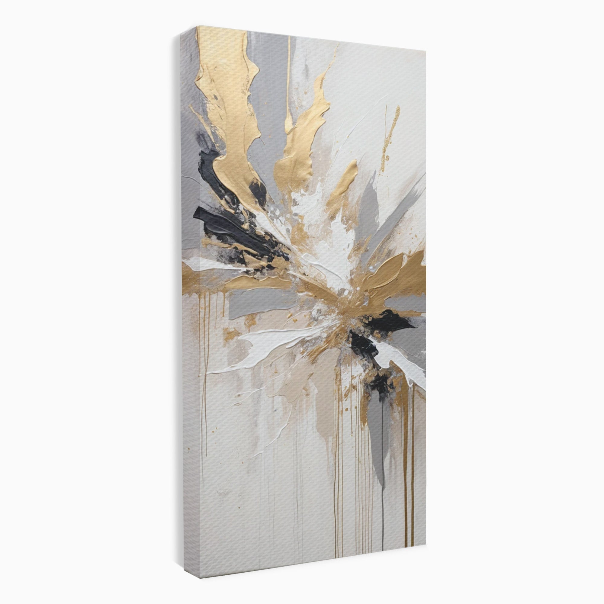 Tablou Canvas Premium LuxCanva® PI1378, Explozie Aurie Abstracta, Gri, Modern, Auriu, Culori Vibrante, Living, Dormitor, Salon