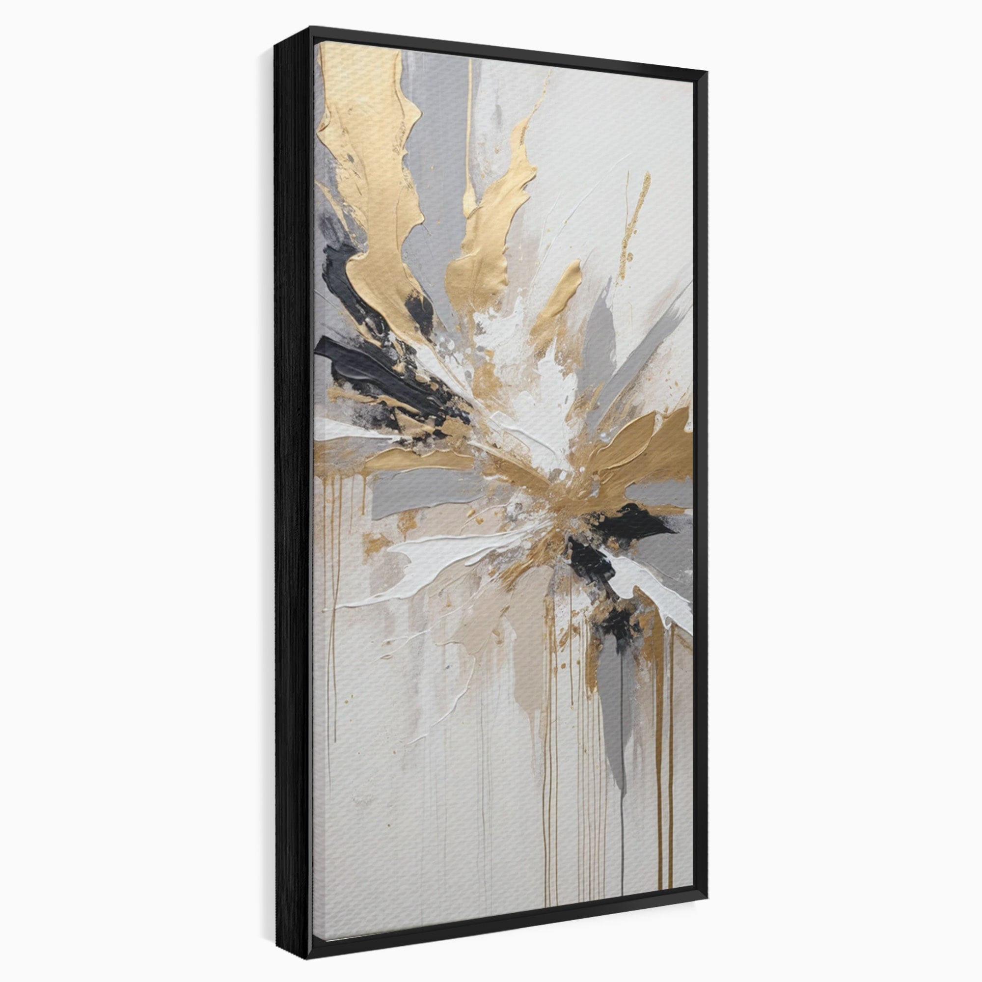 Tablou Canvas Premium LuxCanva® PI1378, Explozie Aurie Abstracta, Gri, Modern, Auriu, Culori Vibrante, Living, Dormitor, Salon
