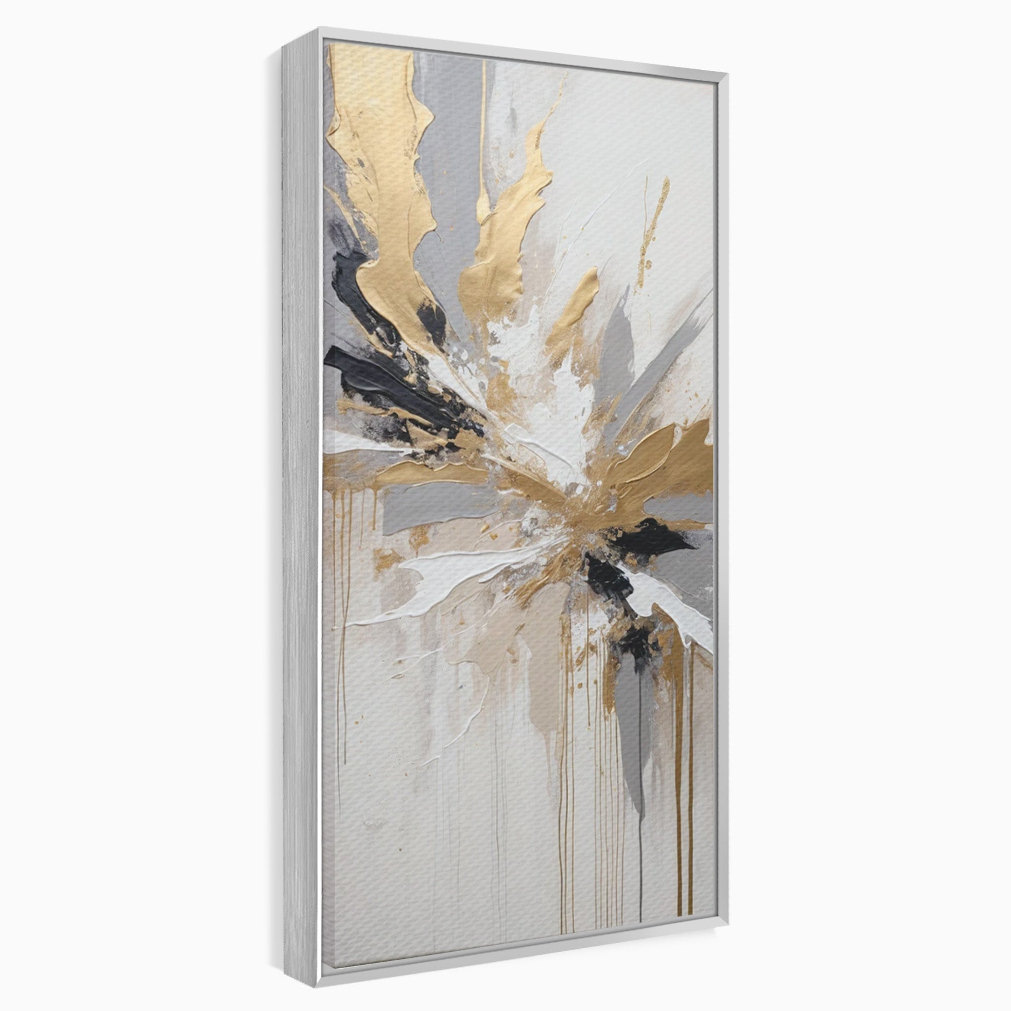 Tablou Canvas Premium LuxCanva® PI1378, Explozie Aurie Abstracta, Gri, Modern, Auriu, Culori Vibrante, Living, Dormitor, Salon