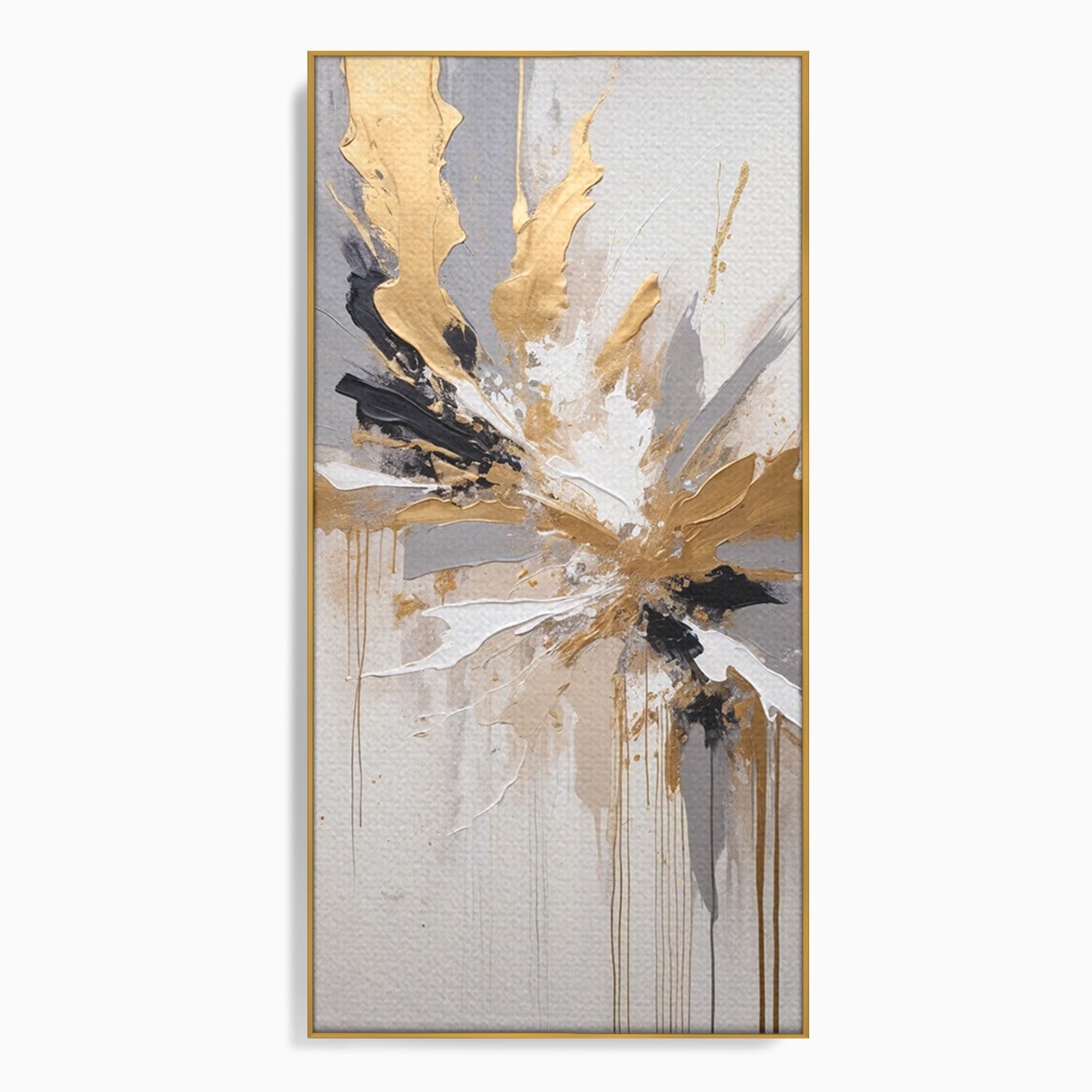 Tablou Canvas Premium LuxCanva® PI1378, Explozie Aurie Abstracta, Gri, Modern, Auriu, Culori Vibrante, Living, Dormitor, Salon