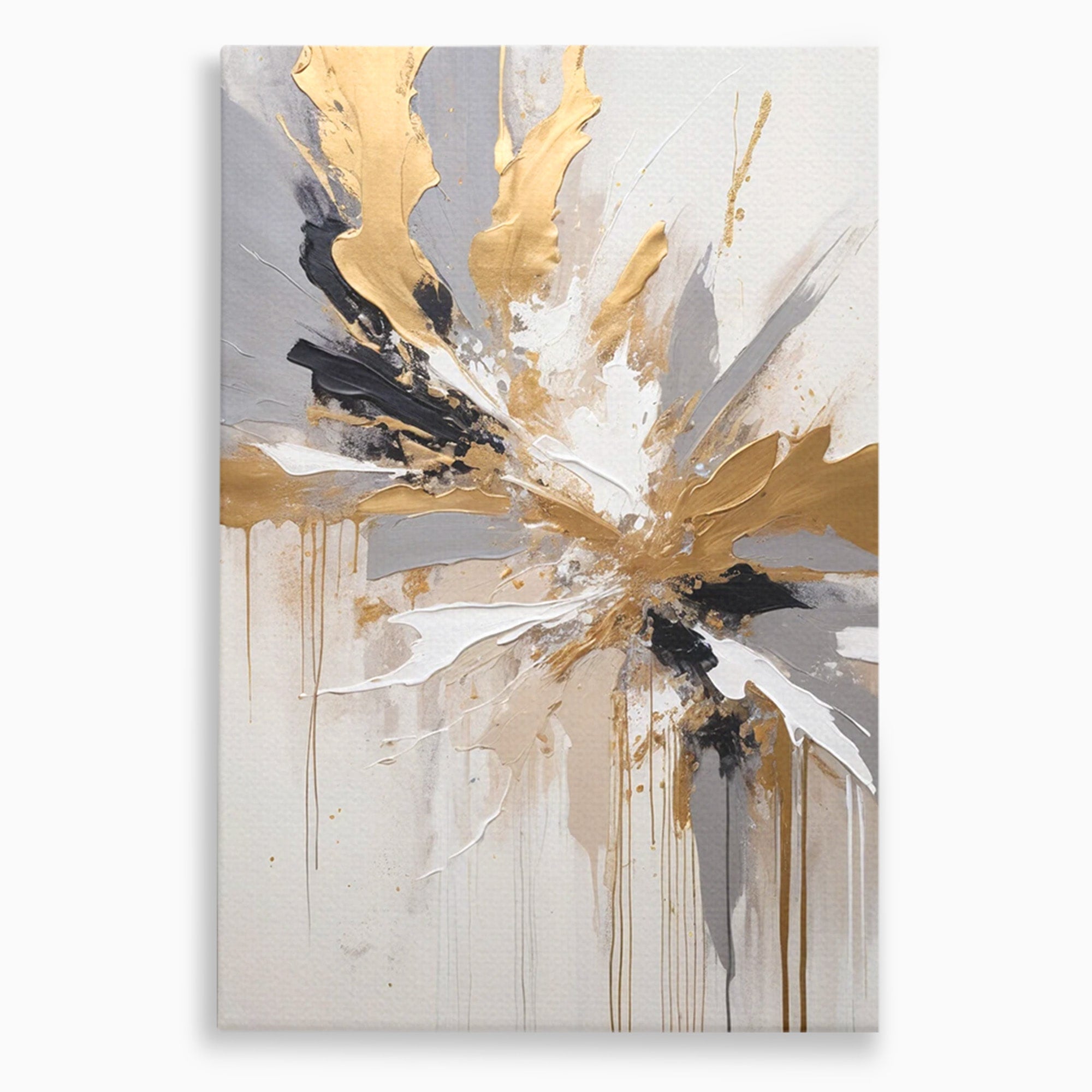 Tablou Canvas Premium LuxCanva® PI1378, Explozie Aurie Abstracta, Gri, Modern, Auriu, Culori Vibrante, Living, Dormitor, Salon