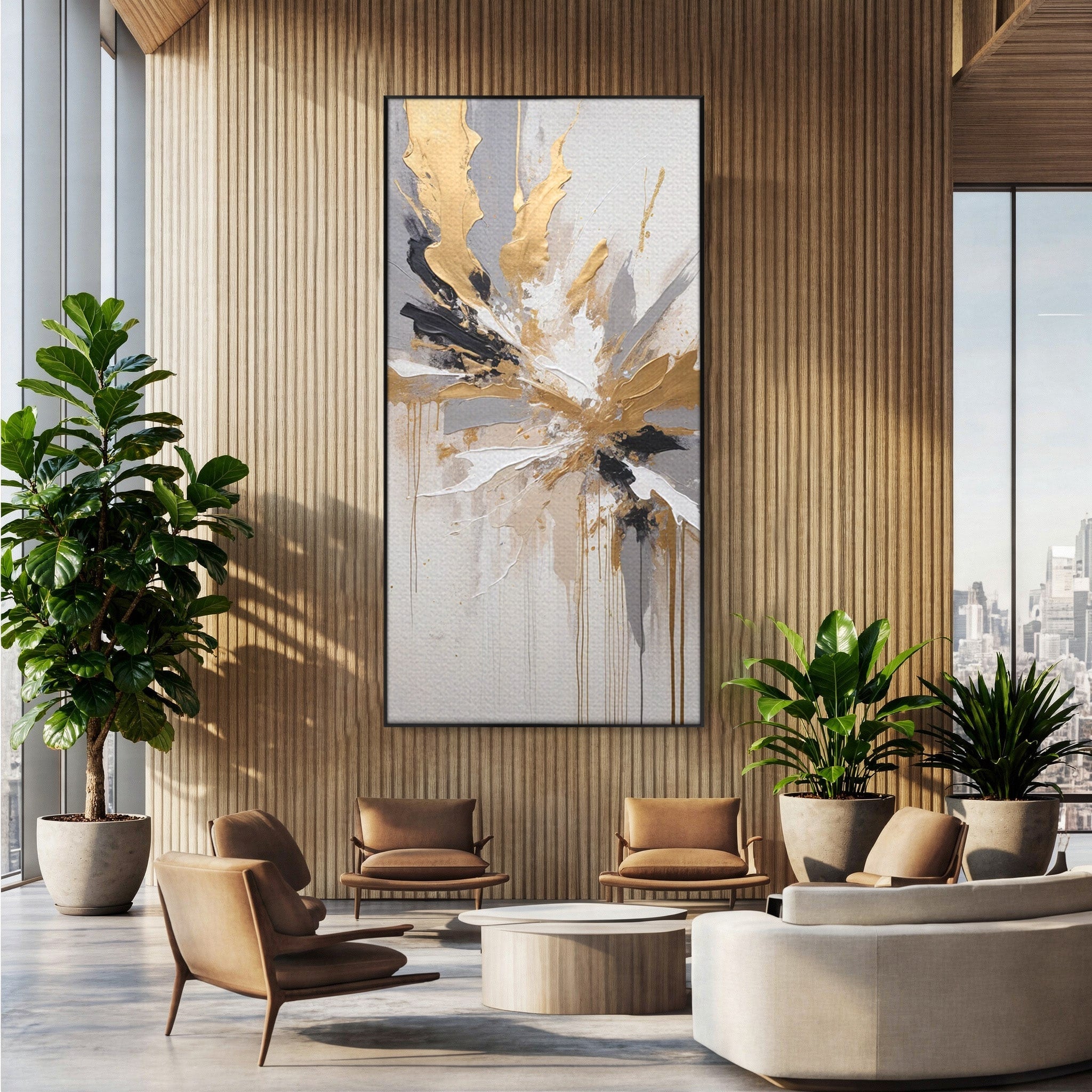 Tablou Canvas Premium LuxCanva® PI1378, Explozie Aurie Abstracta, Gri, Modern, Auriu, Culori Vibrante, Living, Dormitor, Salon