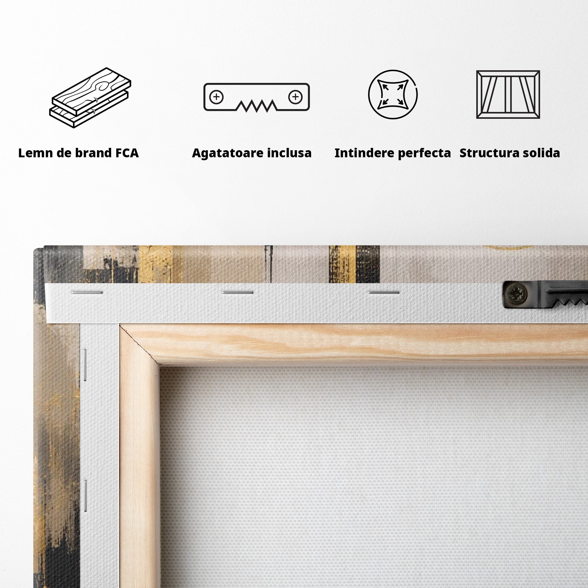 Tablou Canvas Premium LuxCanva® PI1379, Reflexia Orasului In Aur, Oras, Peisaj Urban, Contemporan, Abstract, Culori Vibrante, Living, Dormitor
