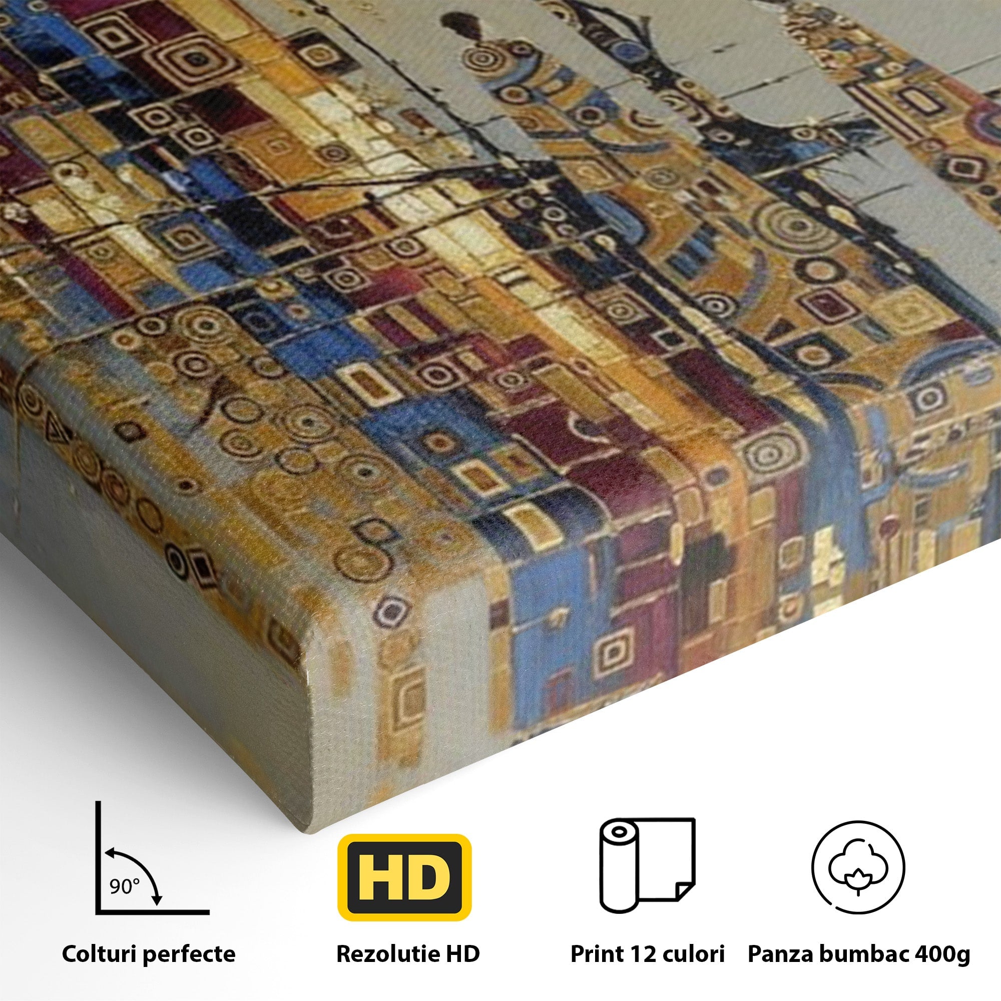 Tablou Canvas Premium LuxCanva® PI1380, Felinarul Viselor, Oras, Luna, Noapte, Peisaj Urban, Culori Vibrante, Living, Dormitor