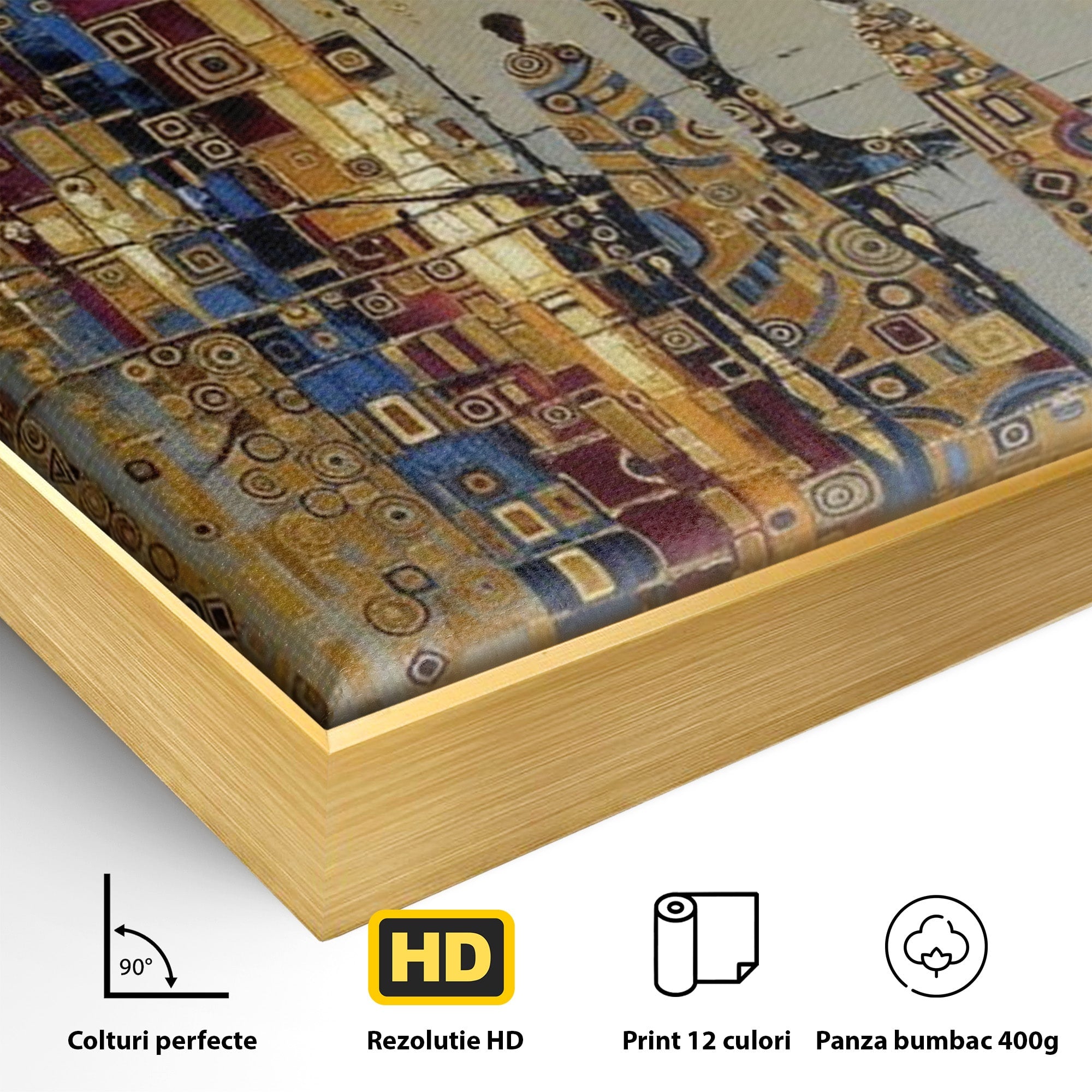 Tablou Canvas Premium LuxCanva® PI1380, Felinarul Viselor, Oras, Luna, Noapte, Peisaj Urban, Culori Vibrante, Living, Dormitor