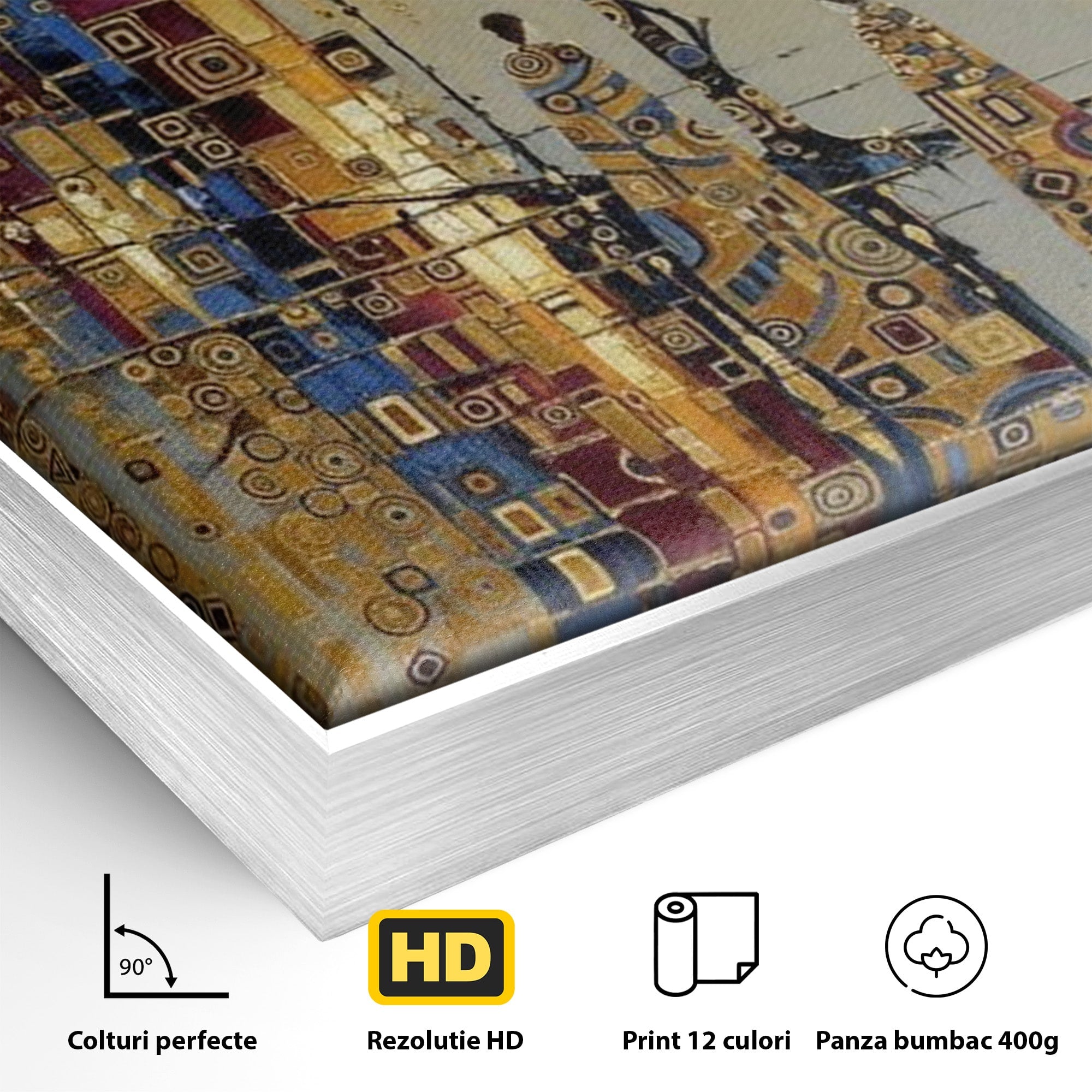 Tablou Canvas Premium LuxCanva® PI1380, Felinarul Viselor, Oras, Luna, Noapte, Peisaj Urban, Culori Vibrante, Living, Dormitor