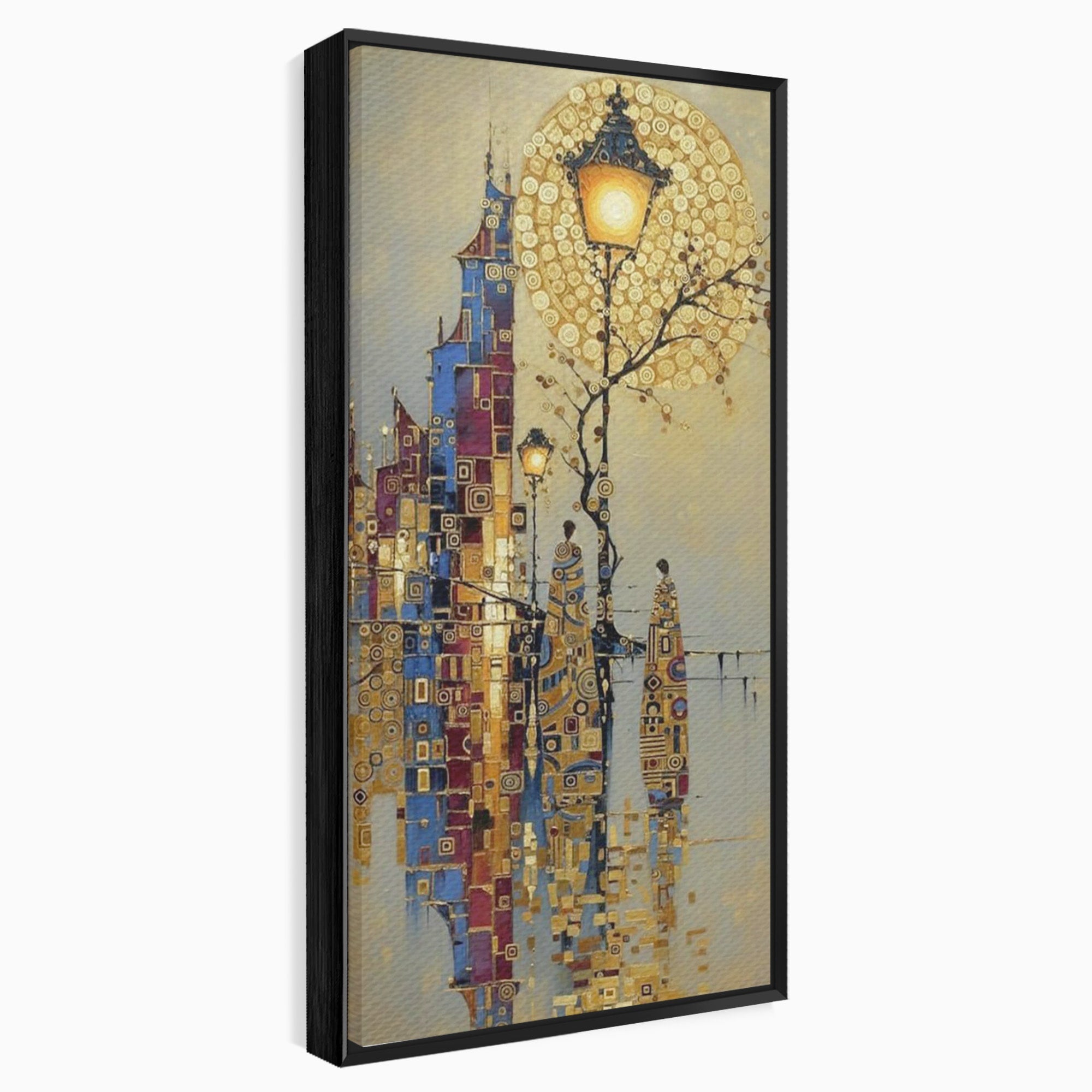 Tablou Canvas Premium LuxCanva® PI1380, Felinarul Viselor, Oras, Luna, Noapte, Peisaj Urban, Culori Vibrante, Living, Dormitor