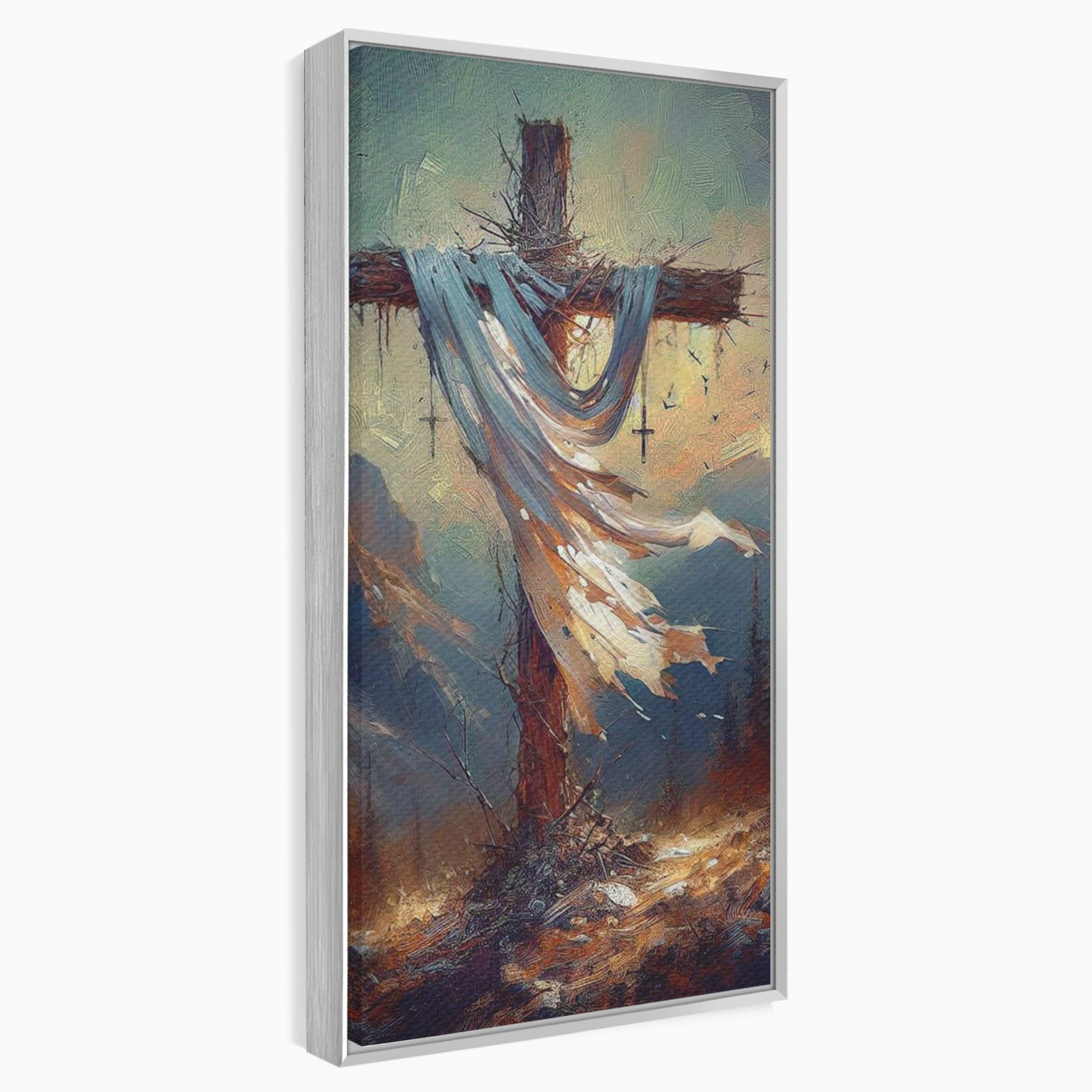 Tablou Canvas Premium LuxCanva® PI1382, Crucea Mantuirii, Crucifix, Hristos, Mantuire, Religie, Jertfa, Culori Vibrante, Living, Dormitor