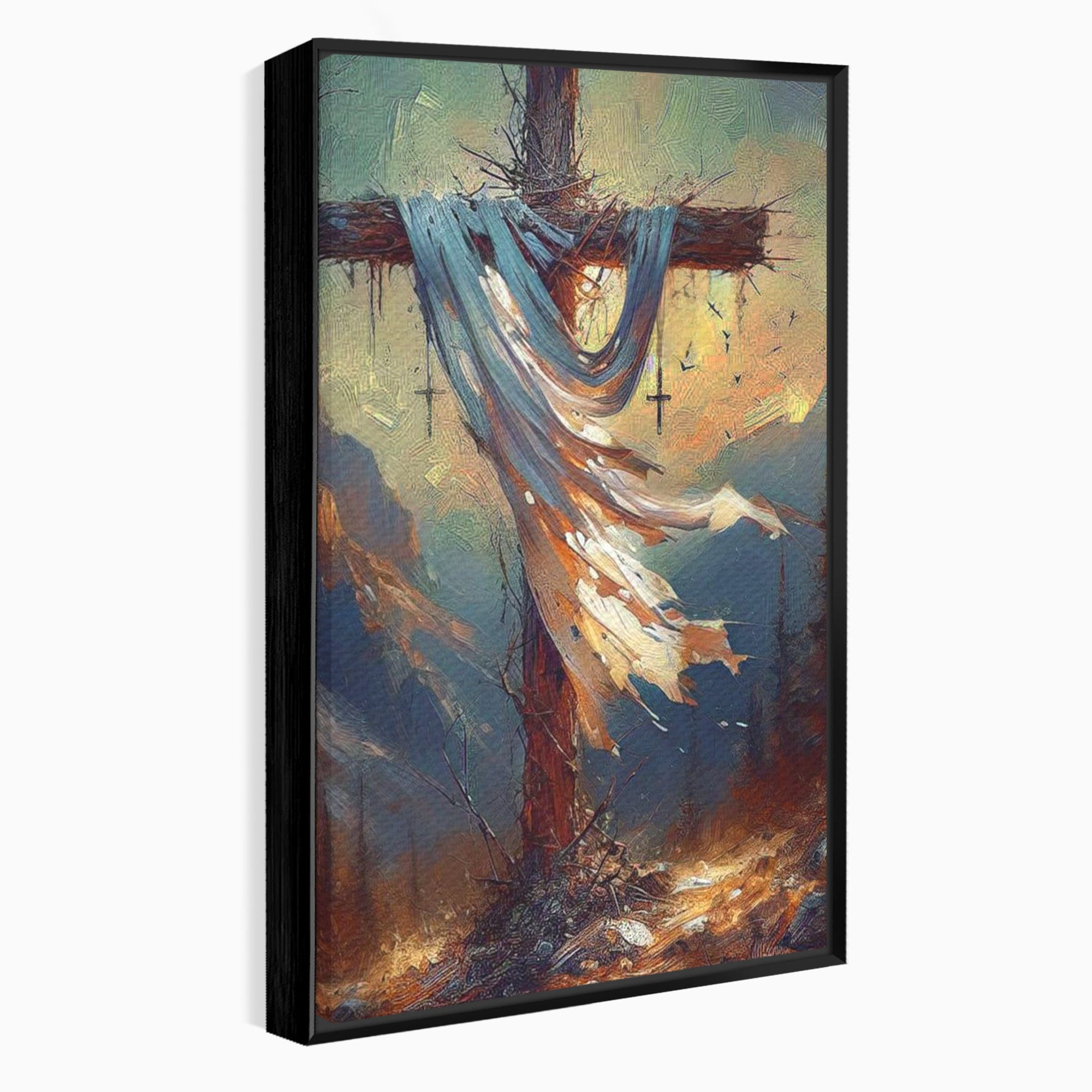 Tablou Canvas Premium LuxCanva® PI1382, Crucea Mantuirii, Crucifix, Hristos, Mantuire, Religie, Jertfa, Culori Vibrante, Living, Dormitor