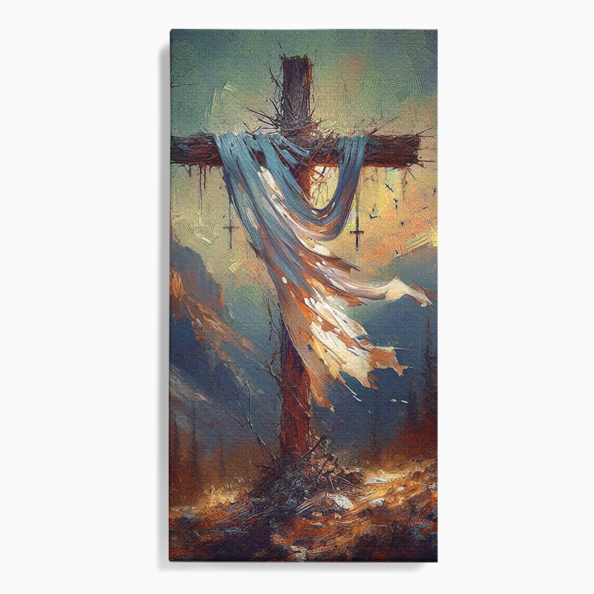 Tablou Canvas Premium LuxCanva® PI1382, Crucea Mantuirii, Crucifix, Hristos, Mantuire, Religie, Jertfa, Culori Vibrante, Living, Dormitor