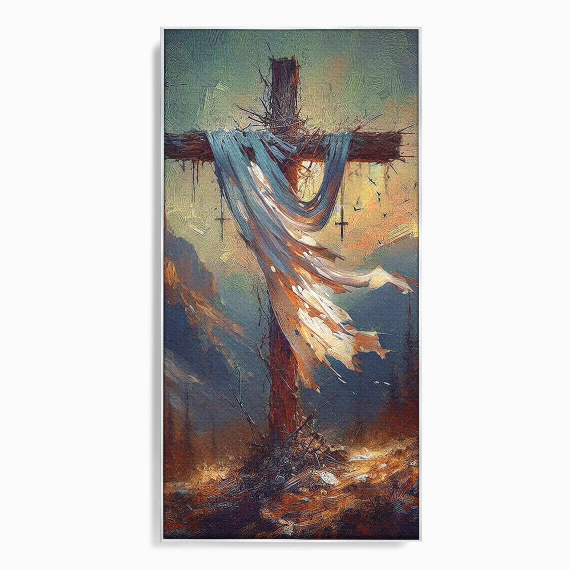 Tablou Canvas Premium LuxCanva® PI1382, Crucea Mantuirii, Crucifix, Hristos, Mantuire, Religie, Jertfa, Culori Vibrante, Living, Dormitor