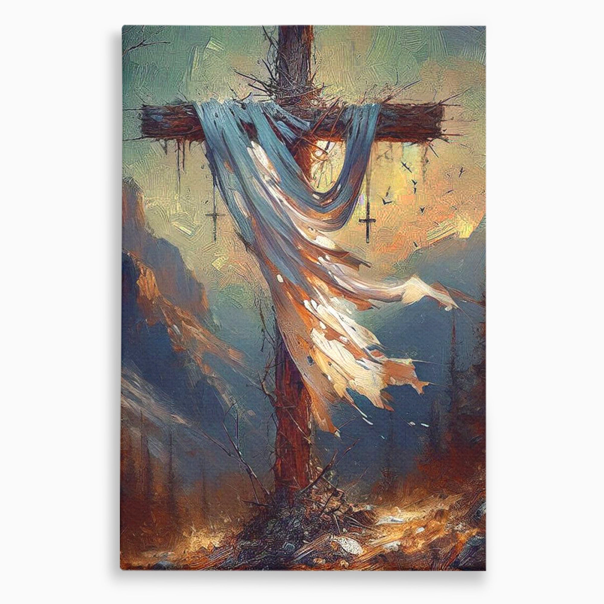 Tablou Canvas Premium LuxCanva® PI1382, Crucea Mantuirii, Crucifix, Hristos, Mantuire, Religie, Jertfa, Culori Vibrante, Living, Dormitor