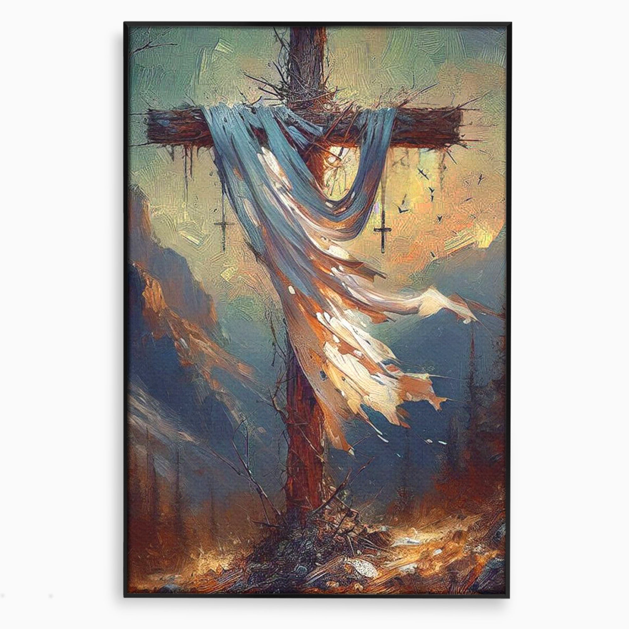 Tablou Canvas Premium LuxCanva® PI1382, Crucea Mantuirii, Crucifix, Hristos, Mantuire, Religie, Jertfa, Culori Vibrante, Living, Dormitor