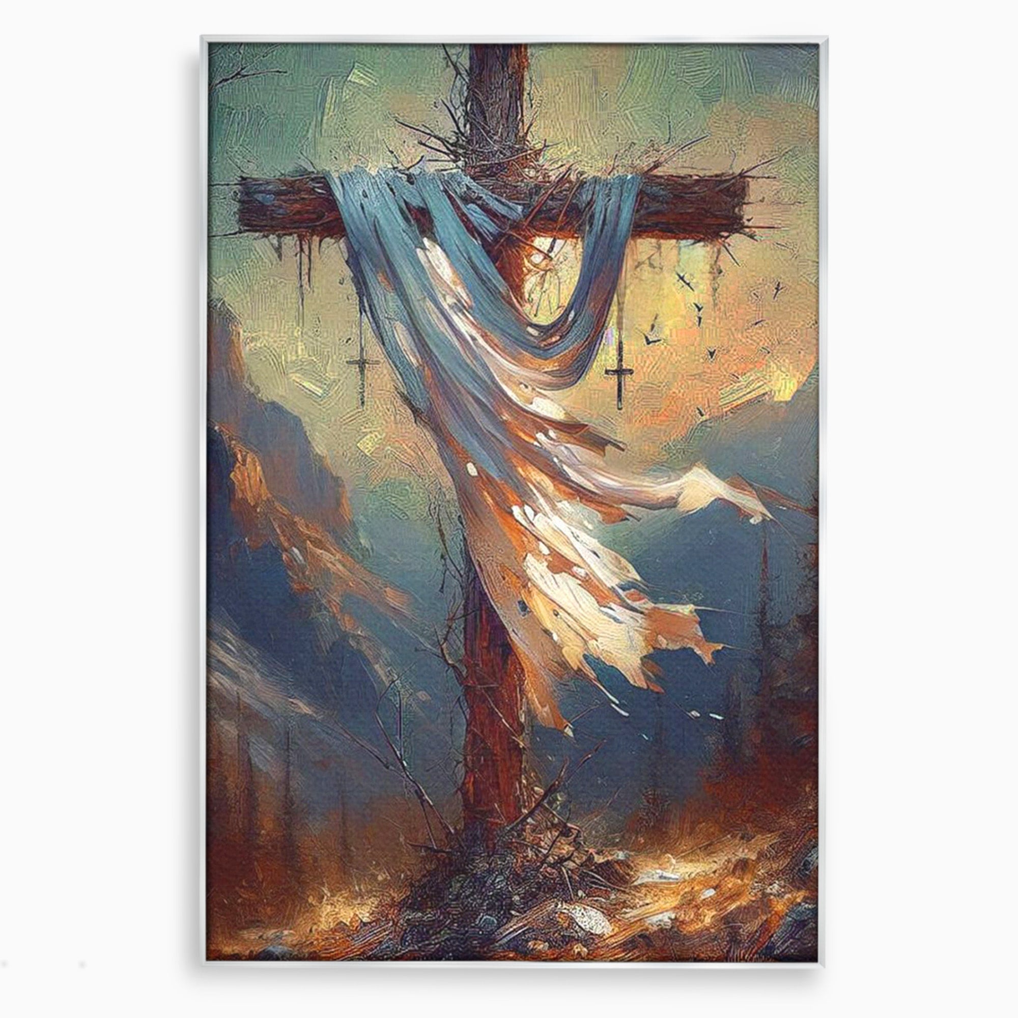 Tablou Canvas Premium LuxCanva® PI1382, Crucea Mantuirii, Crucifix, Hristos, Mantuire, Religie, Jertfa, Culori Vibrante, Living, Dormitor